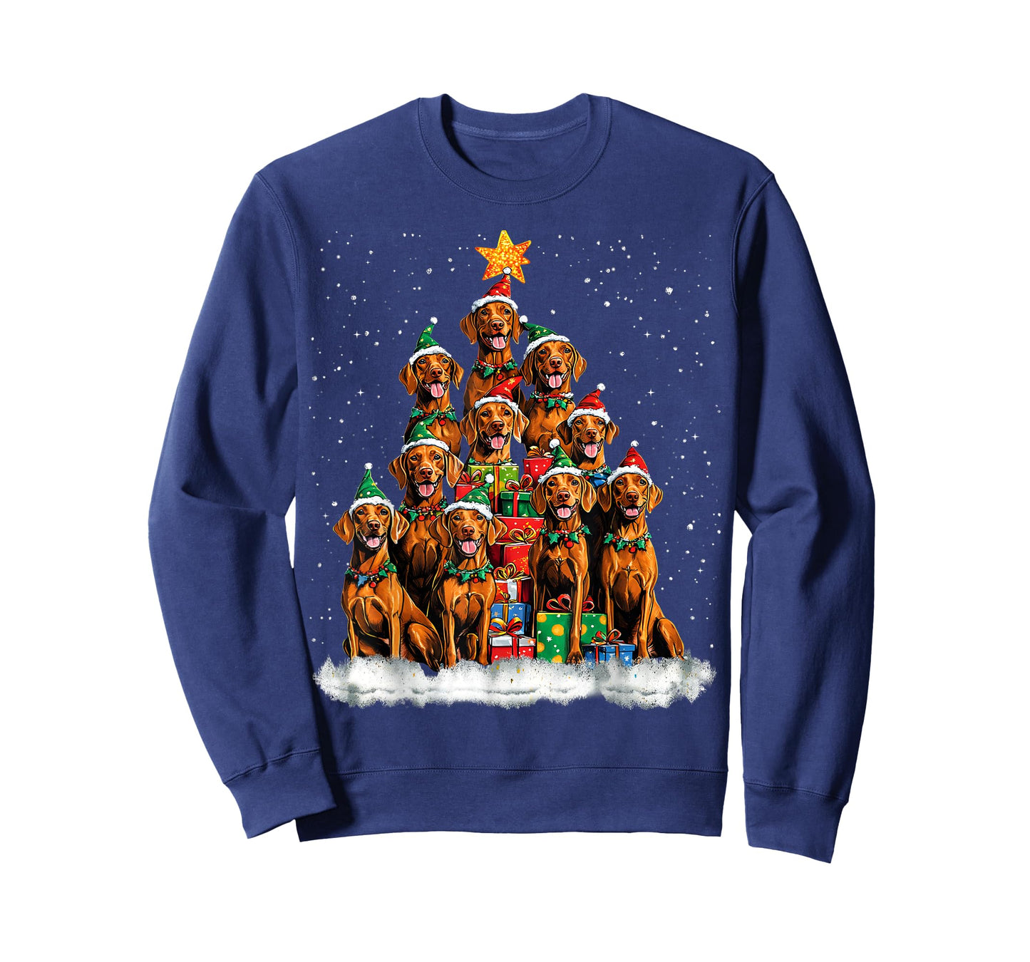 Vizsla Christmas Tree Dog Santa Xmas Boys Girls Merry Dogmas T-Shirt