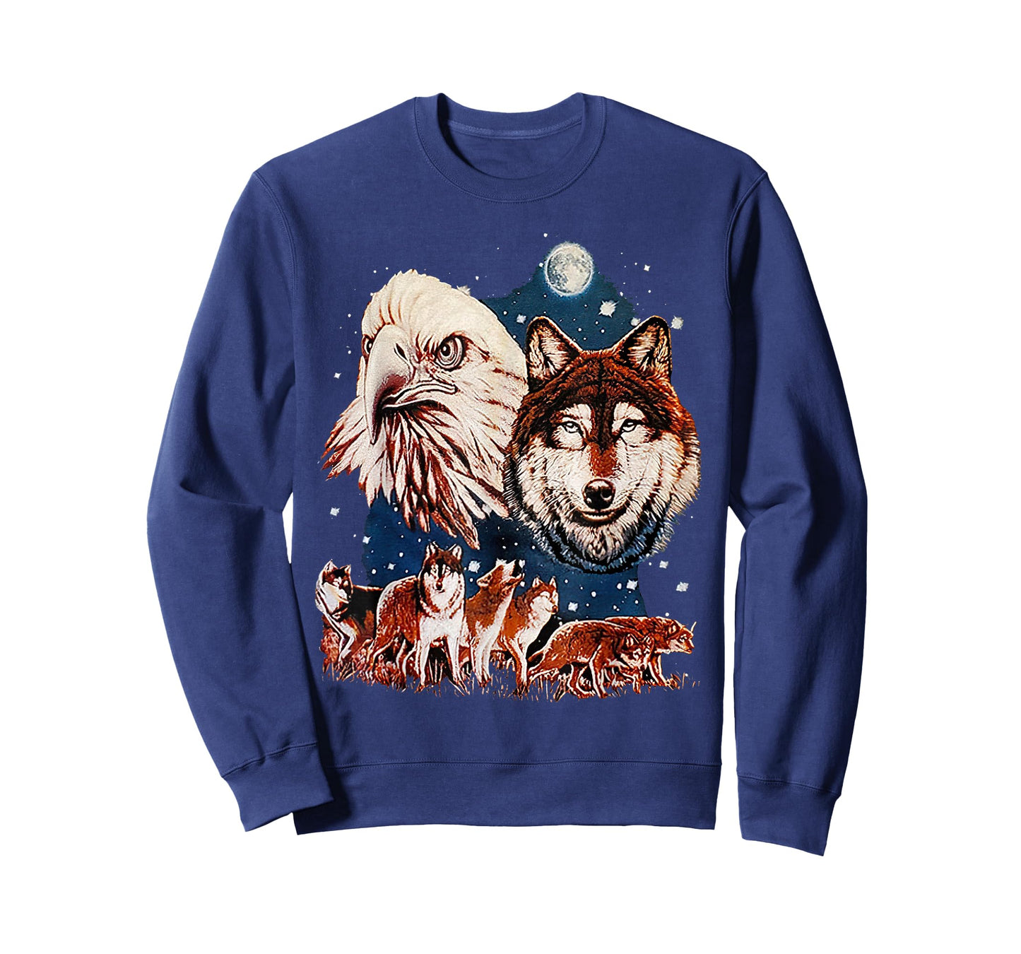 Eagle and Wolf At Moon Vintage Wolf Tee T-Shirt