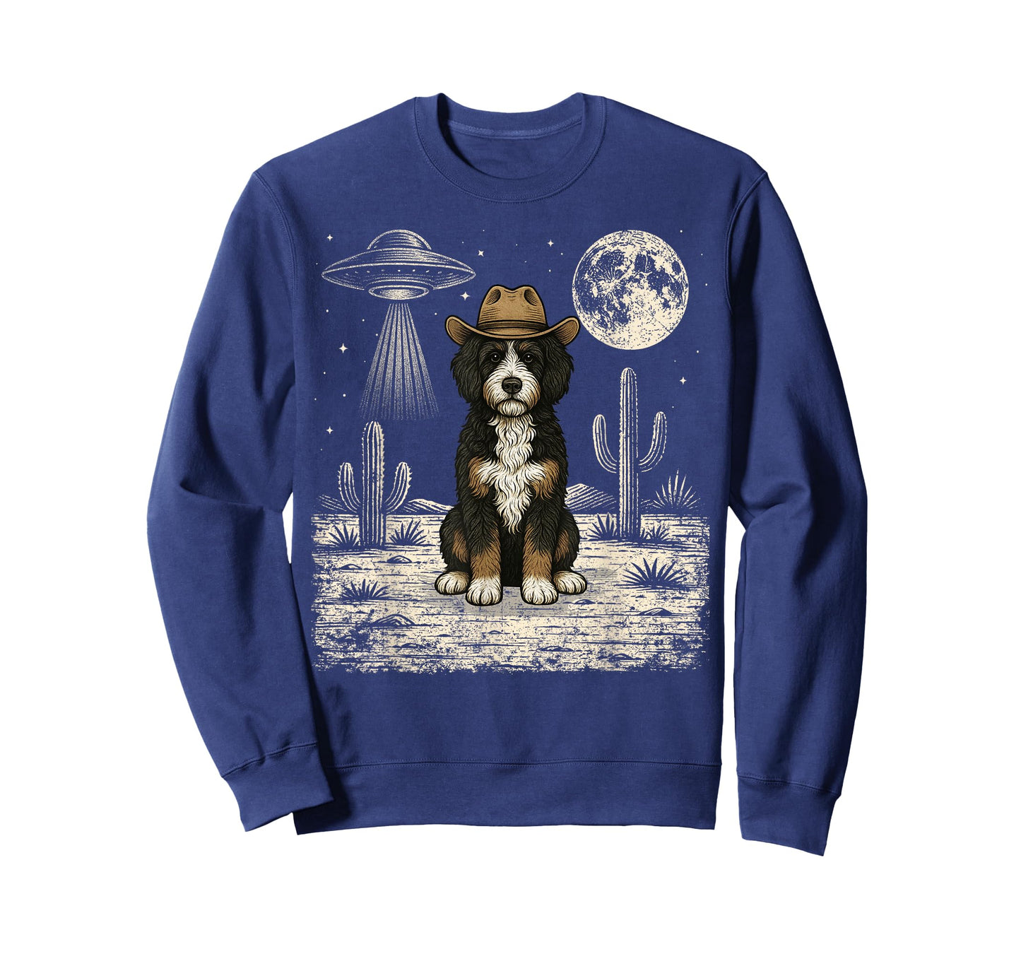 Funny Bernedoodle Cowboy Western Doodle Dog UFO T-Shirt