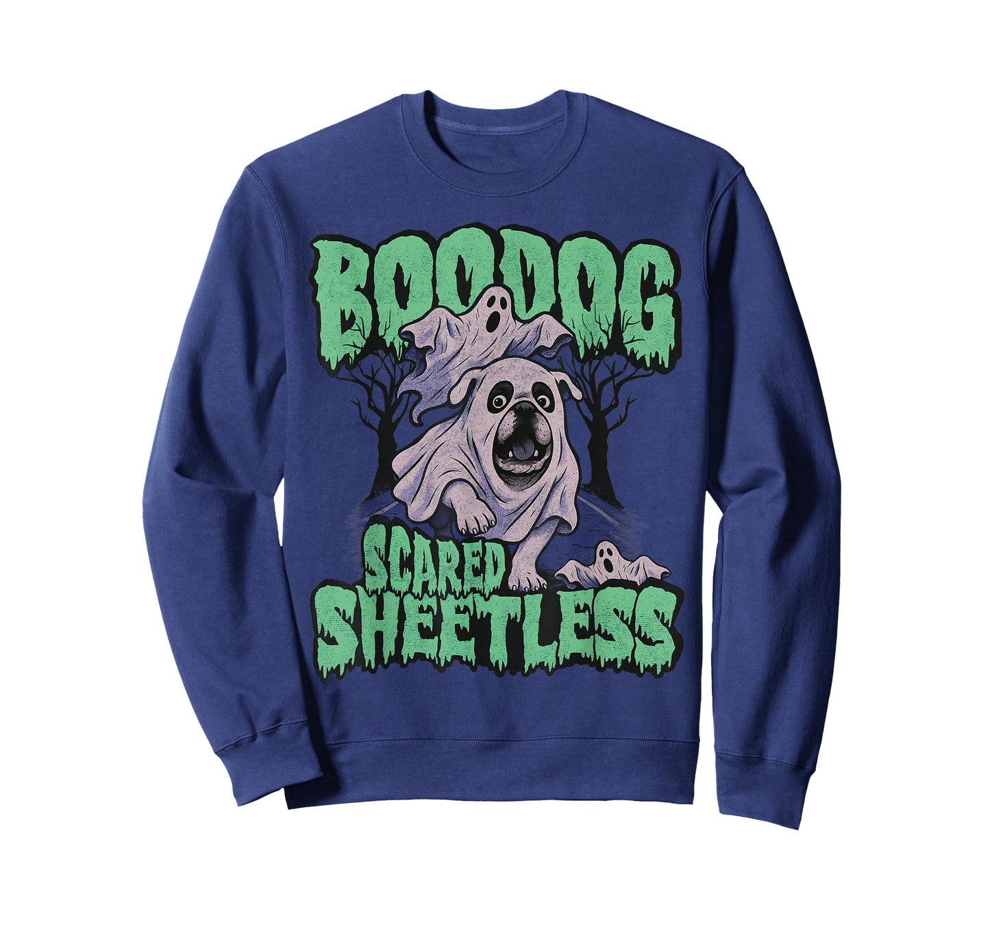 Funny Scared English Bulldog Halloween, Boodog Ghost Dog Mom T-Shirt