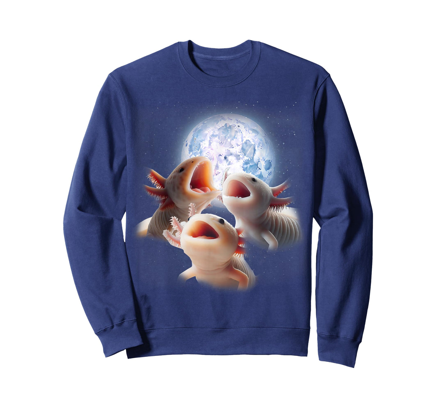 3 Axolotls Howling At The Moon Funny Axolotl Lover Kids Boy T-Shirt