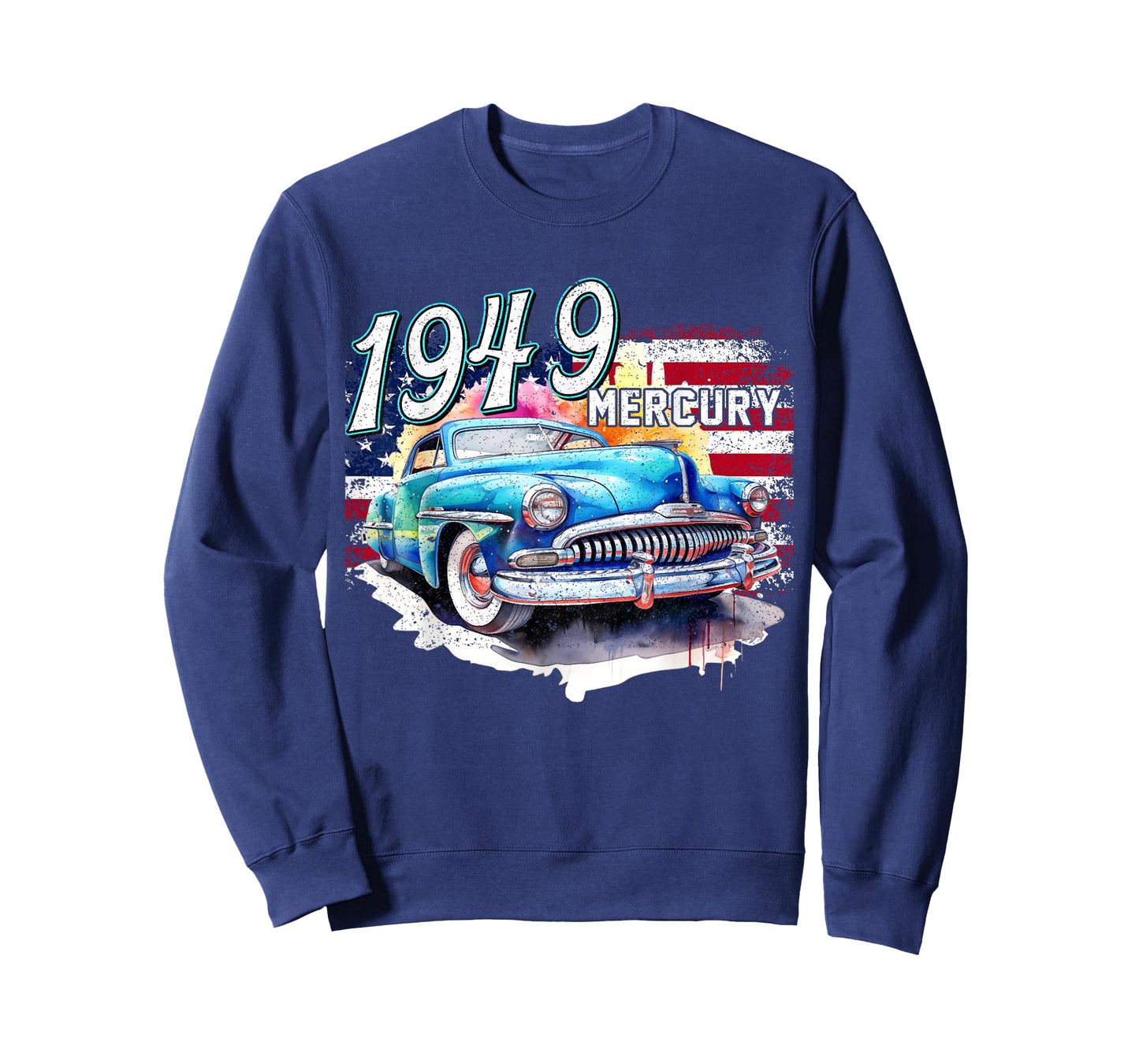 1949 49 Mercury Classic Car USA Flag T-Shirt