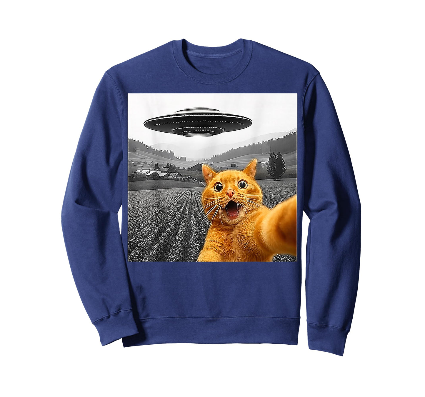 Cat Selfie With Alien UFO Funny Cats Gifts For Men Women Kid T-Shirt
