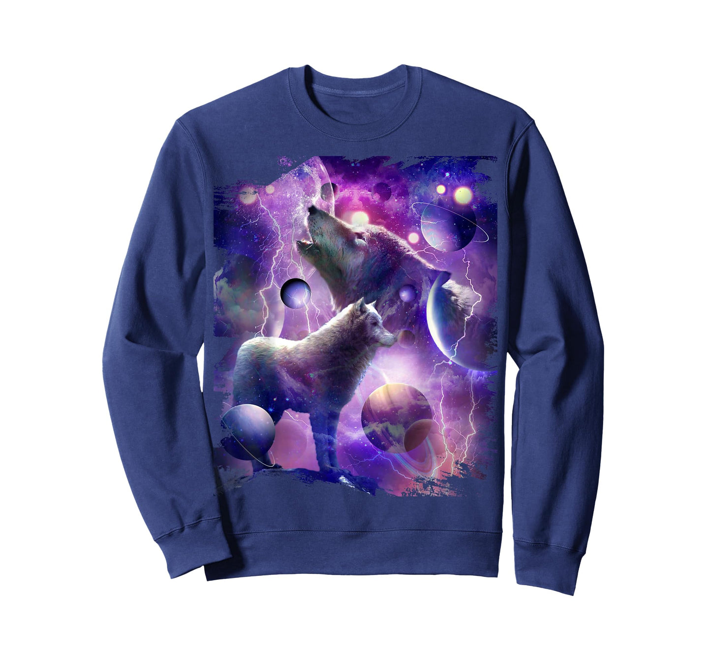 Cosmic Wolf Howling At Moon In Space T-Shirt