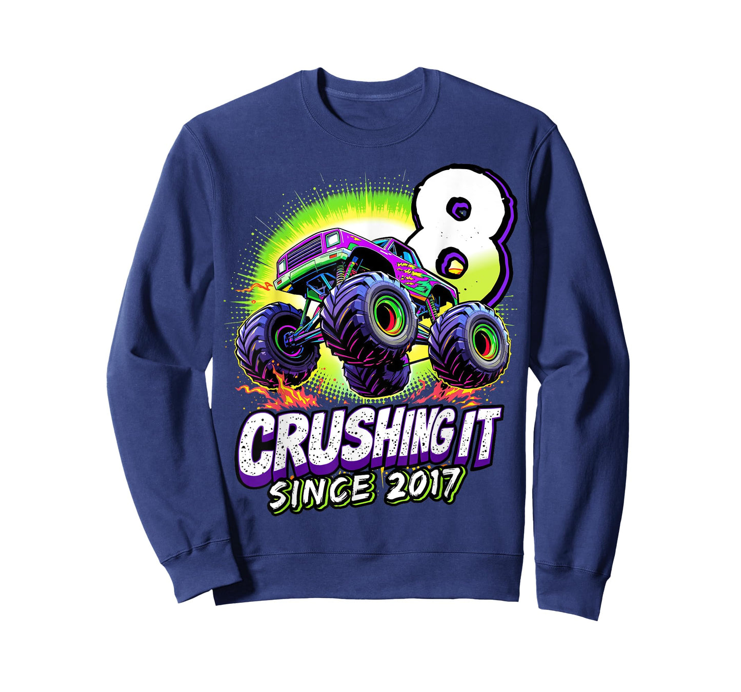 Birthday Monster Truck 8 year Old Boys 8th Party Born 2017 T-Shirt