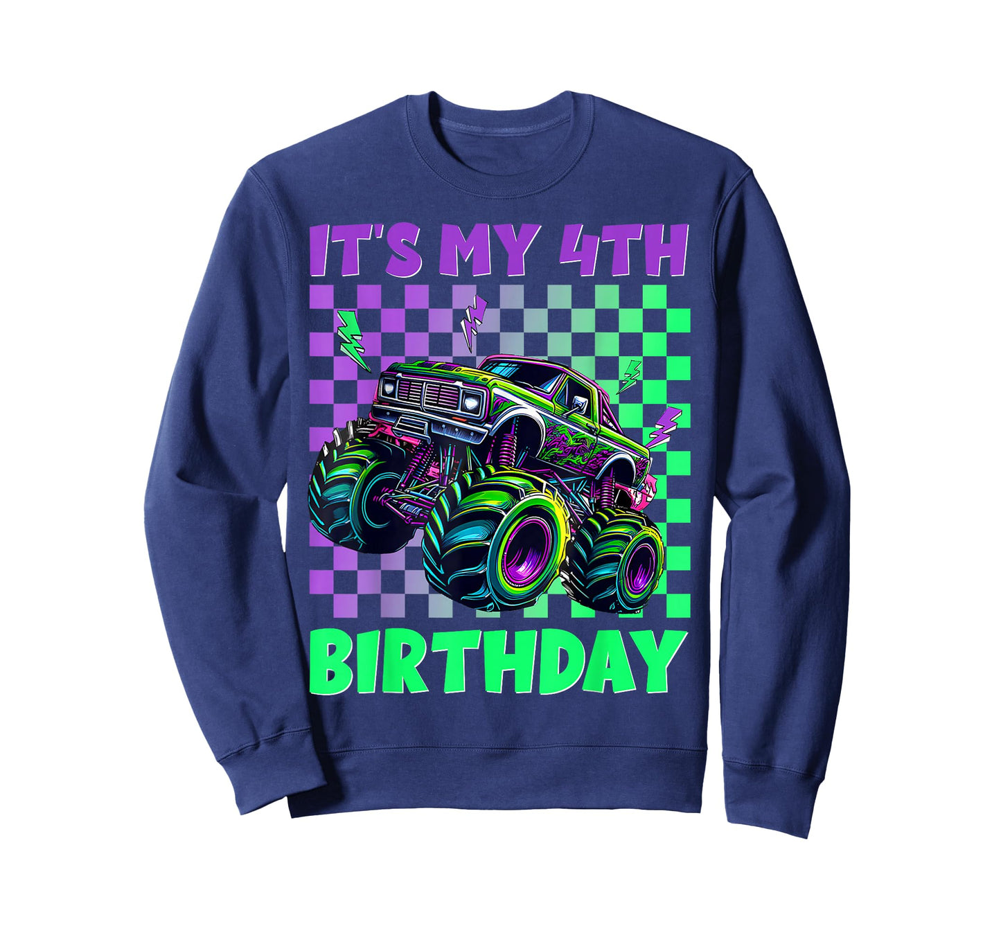 Funny It's My 4th Birthday Boy Monster Truck Boys Girls Kids T-Shirt