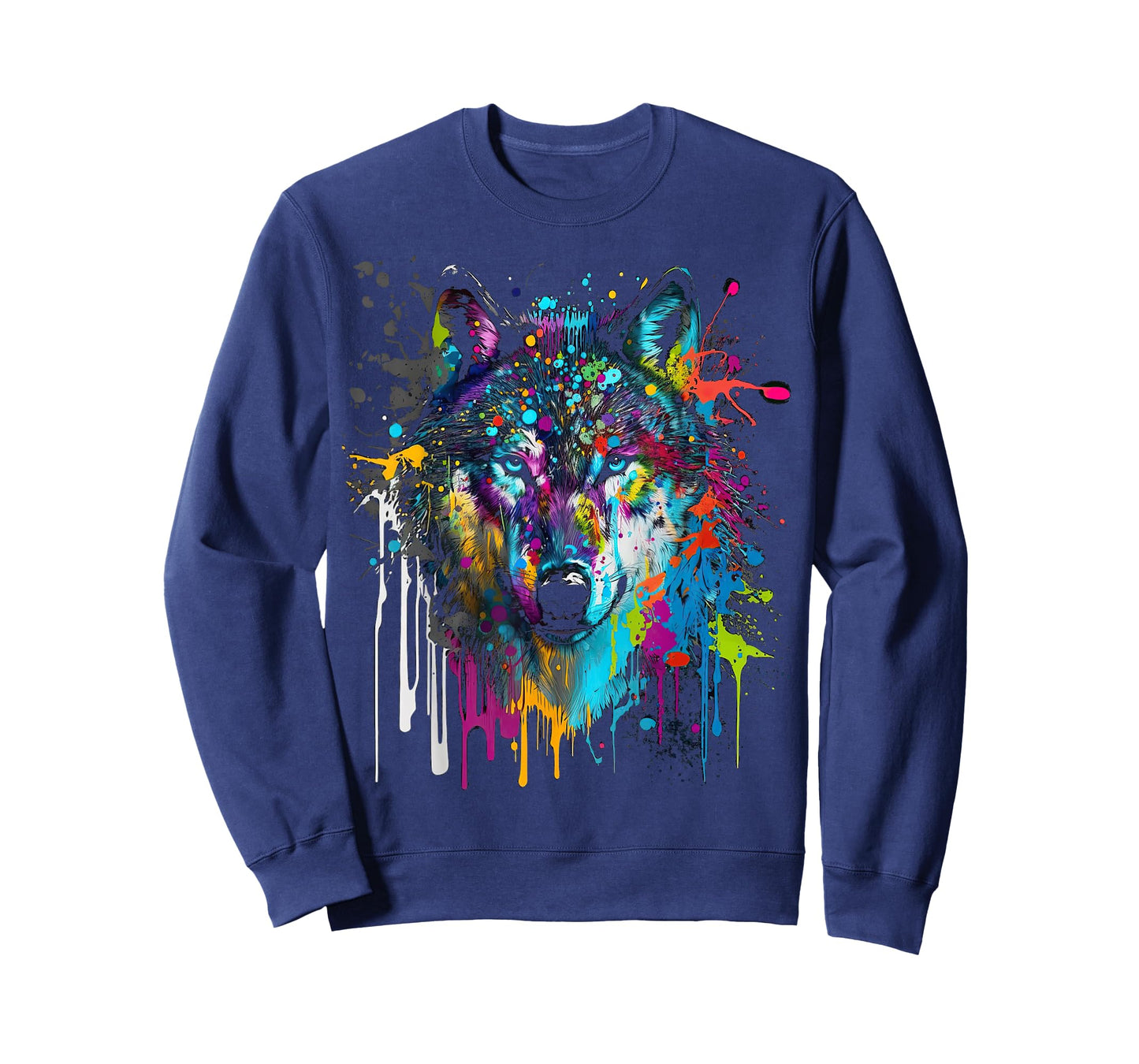 Wolf Silhouette Splash Art Wolves Face T-Shirt