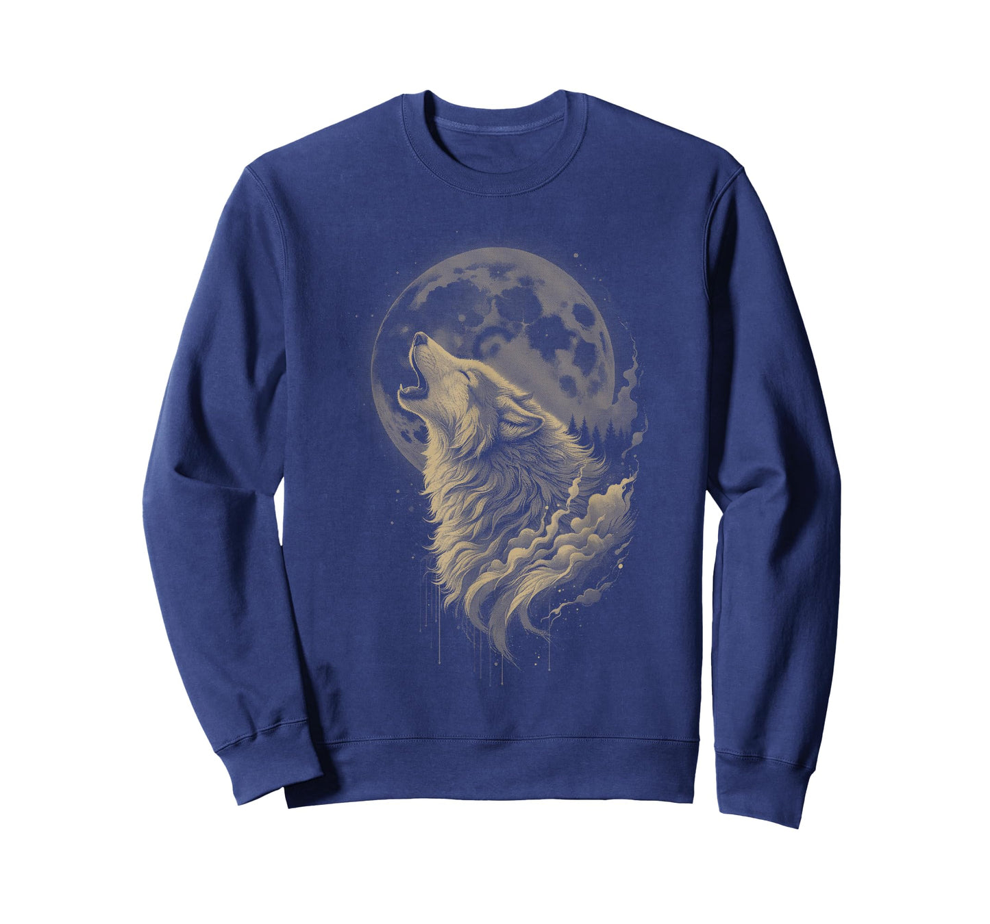 Wolf Forest Moon Vintage Cosmic Howling Wolf Lover Graphic T-Shirt