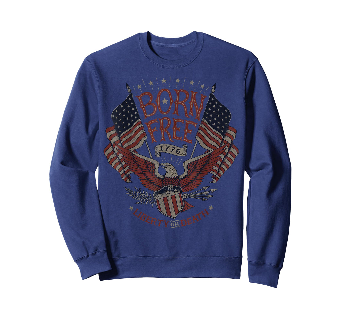 Vintage Born Free Eagle American Flag 1776 4th of July USA T-Shirt