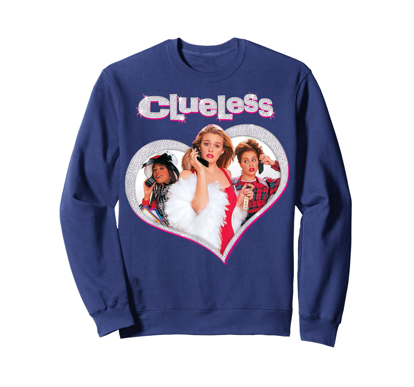 Clueless Cher Dionne Tai Sparkle Bedazzled Heart Cell Phone T-Shirt