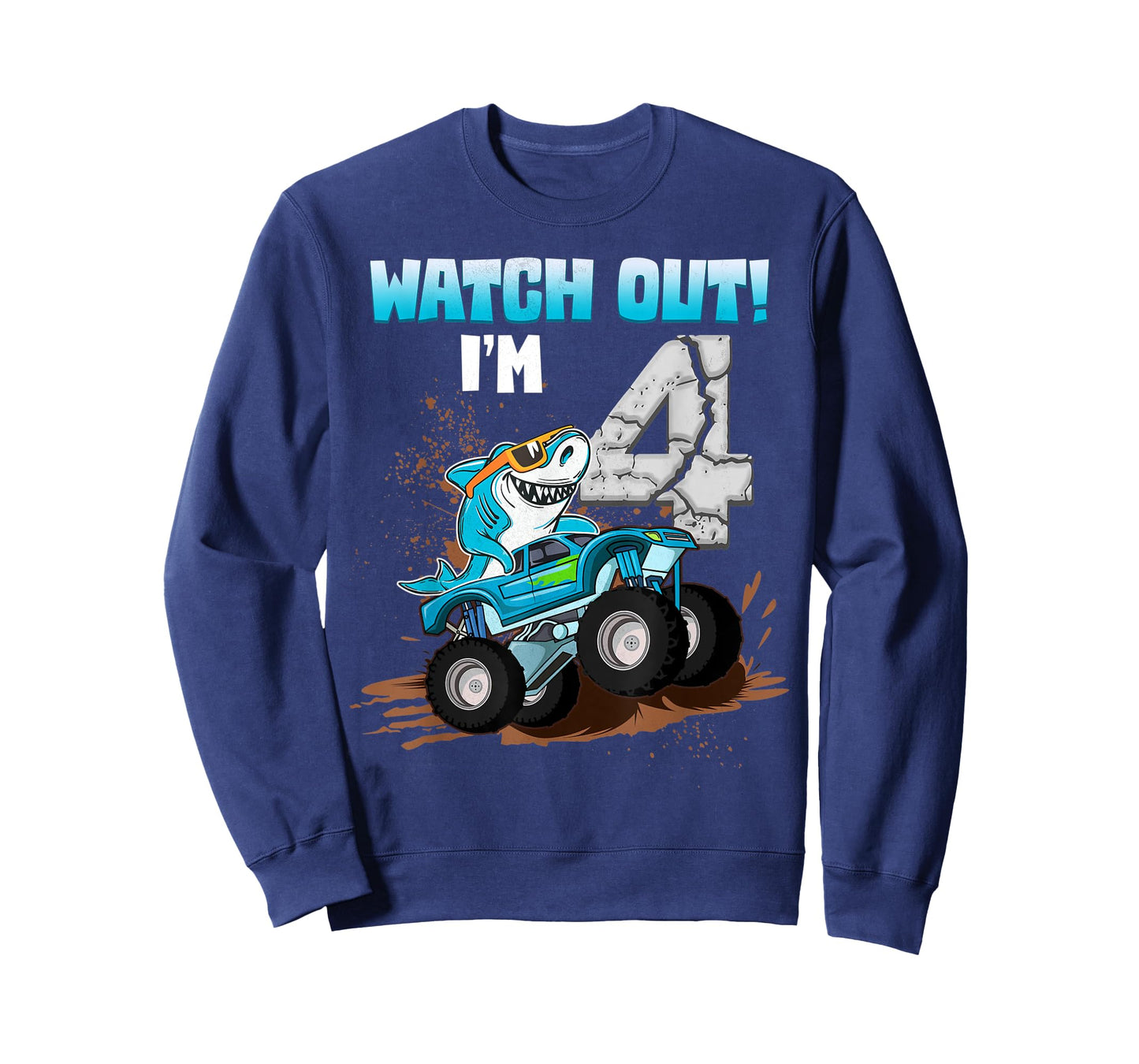 4 Years Old 4th Birthday Shark Boy Girl Monster Truck Gamer T-Shirt