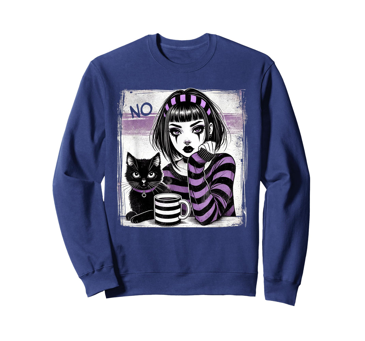 Punk Goth Girl with Coffee Punk Cat Girls T-Shirt