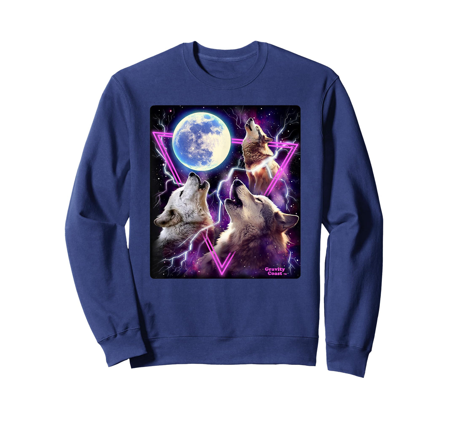 Epic Three Wolves Howling at the Moon 80's Poster style Wolf T-Shirt