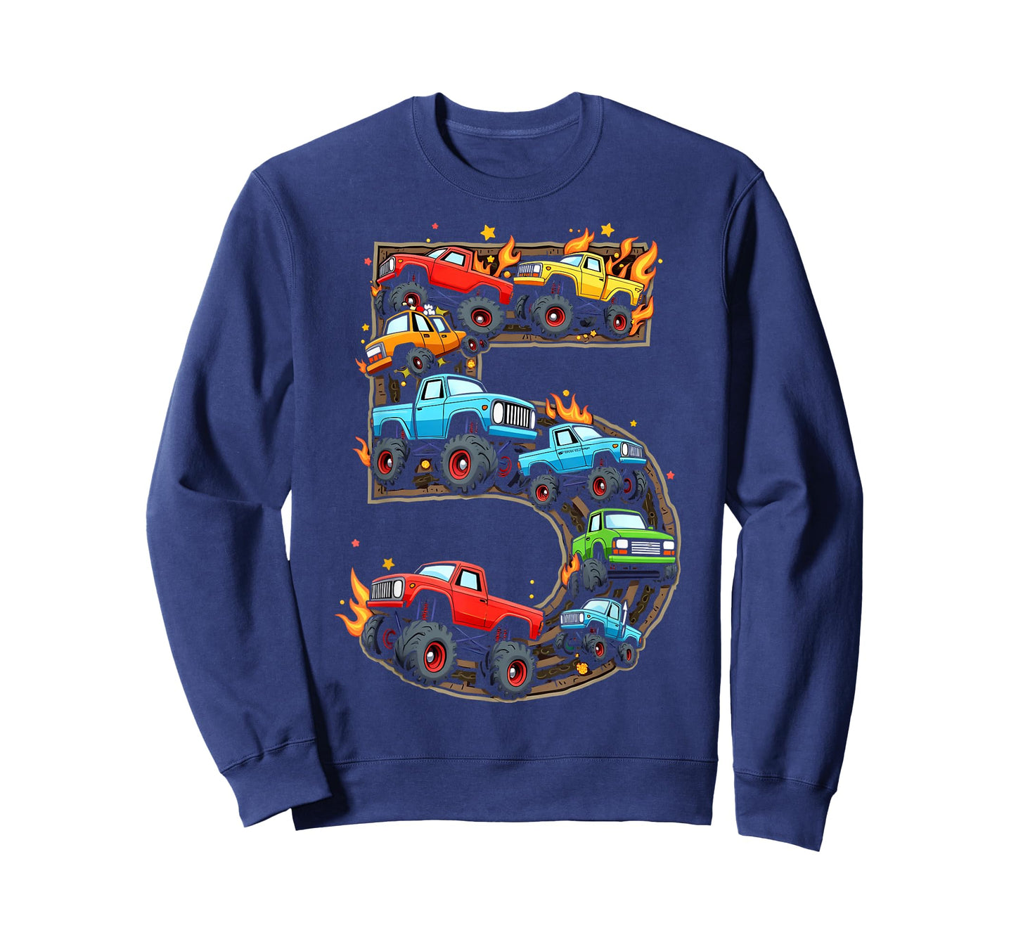 5 Year Old Monster Truck Boy Toddler 5th Birthday Party T-Shirt