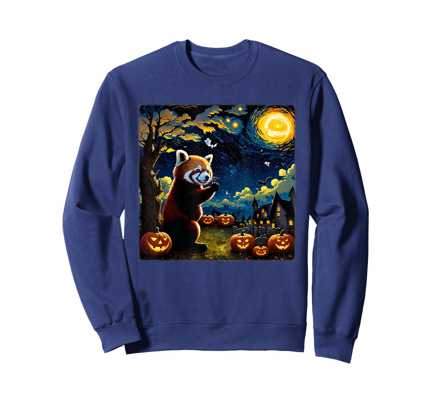 Spooky Halloween Red Panda Starry Night T-Shirt