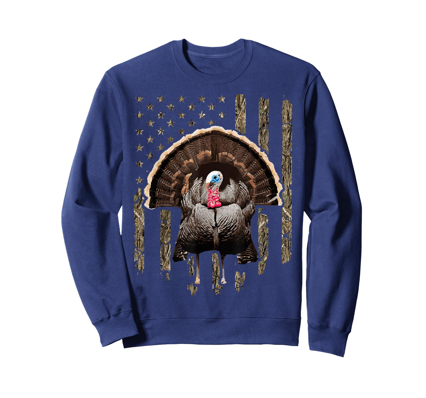 Turkey Hunting Graphic American Flag Tree Camouflage T-Shirt