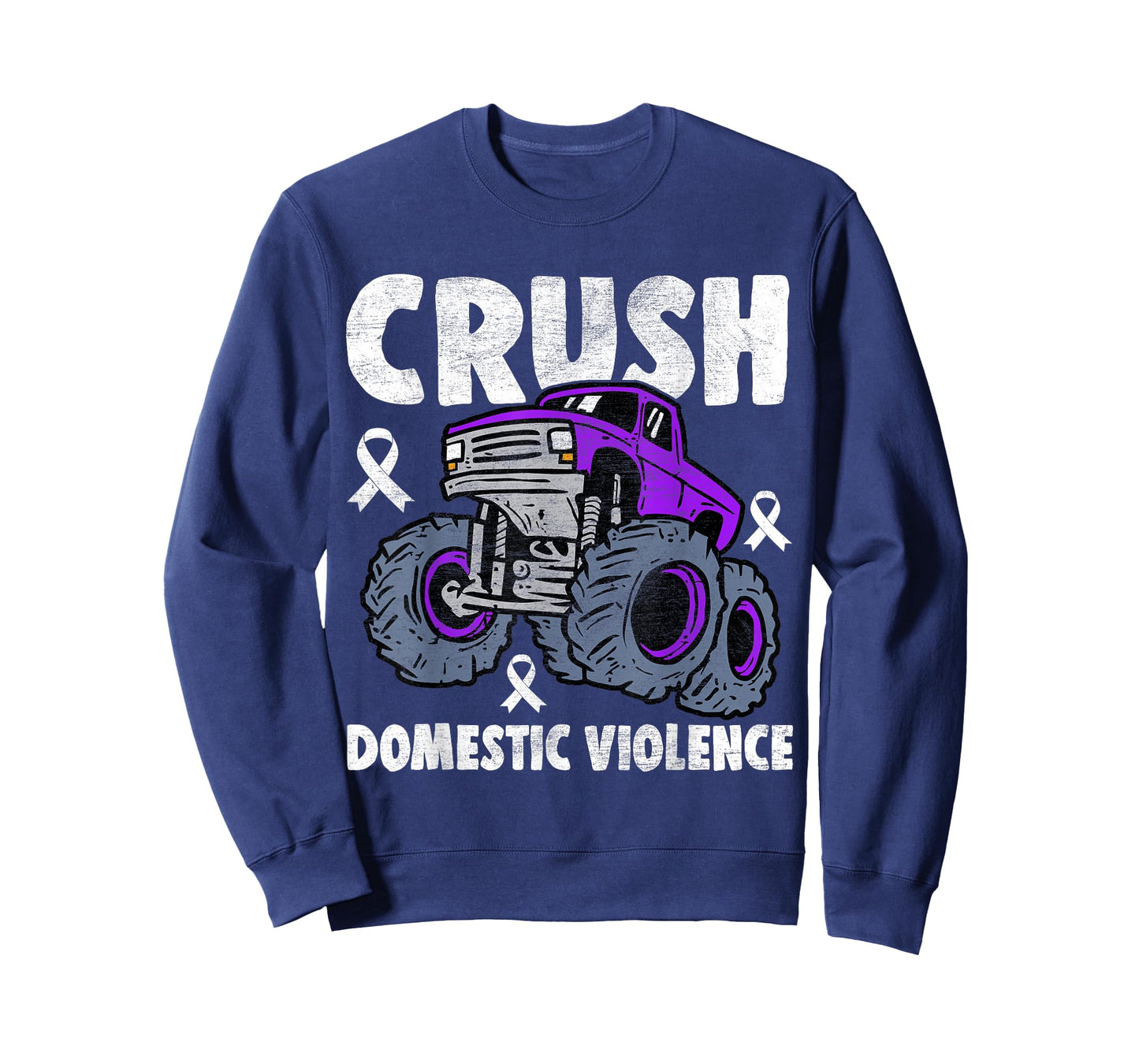 Crush Domestic Violence Awareness Monster Truck Purple Kids T-Shirt