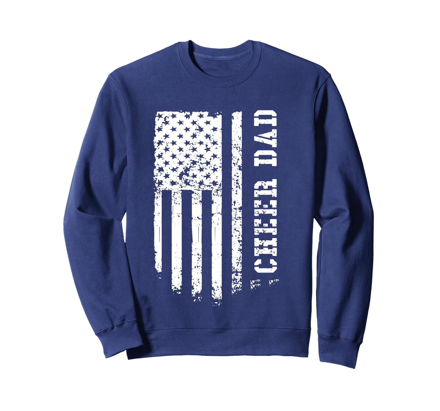 Cheer Dad Cheerleading American Flag Fathers Day Cheerleader Long Sleeve T-Shirt