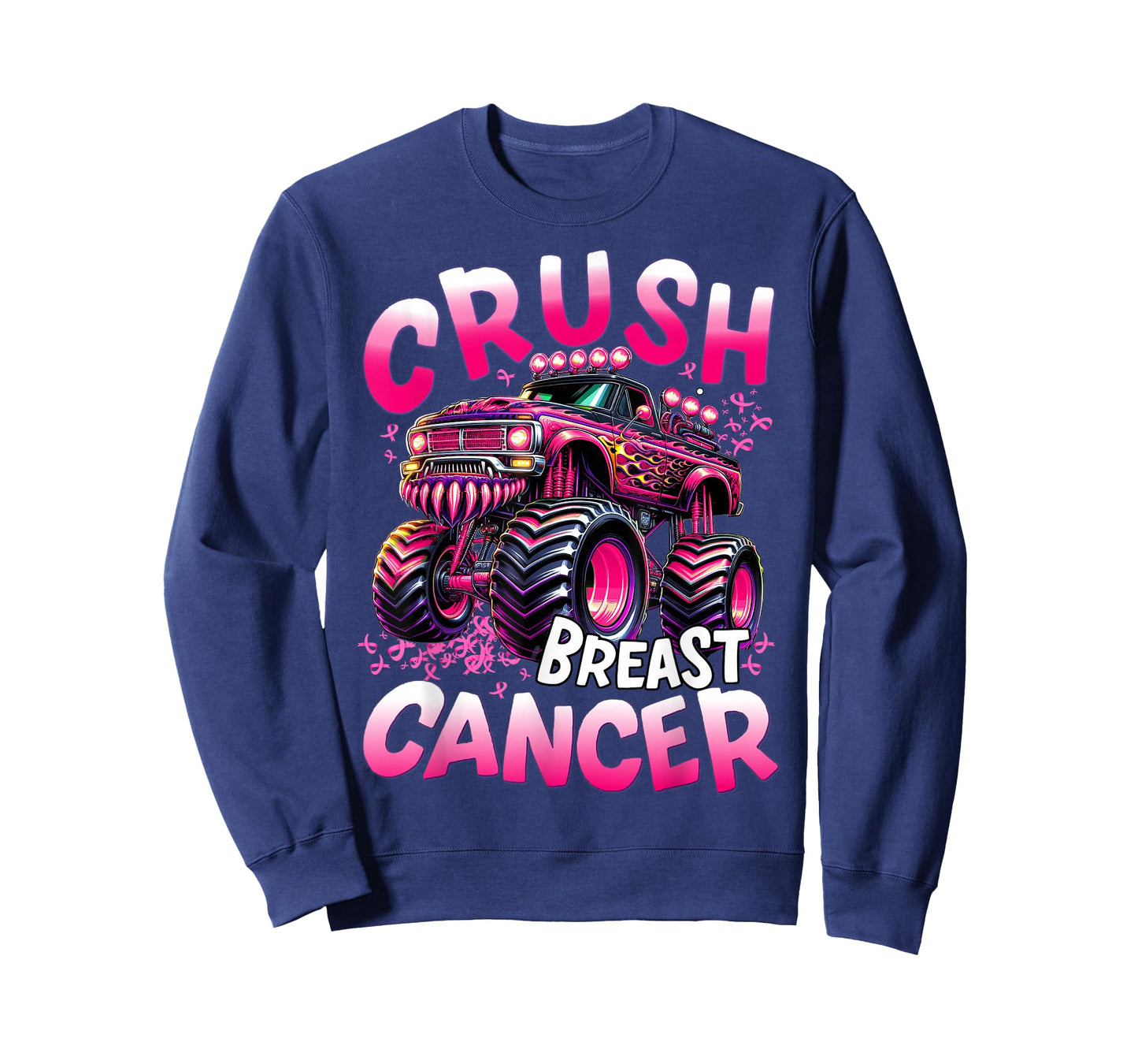 Crush Breast Cancer Monster Truck Girls Boys Pink Awareness T-Shirt