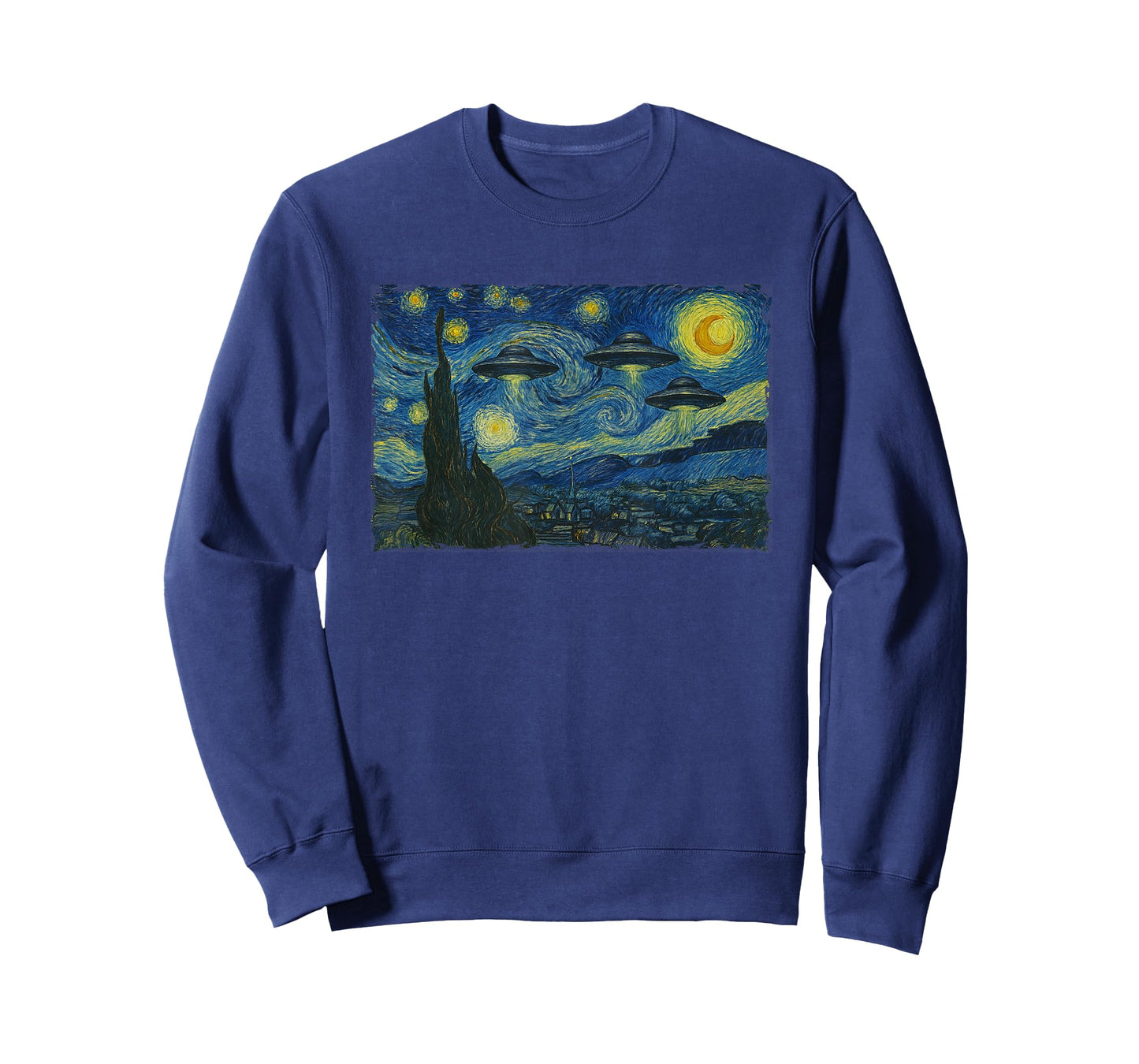 Starry Night UFO Sighting Funny Sci-Fi Van Gogh Painting T-Shirt
