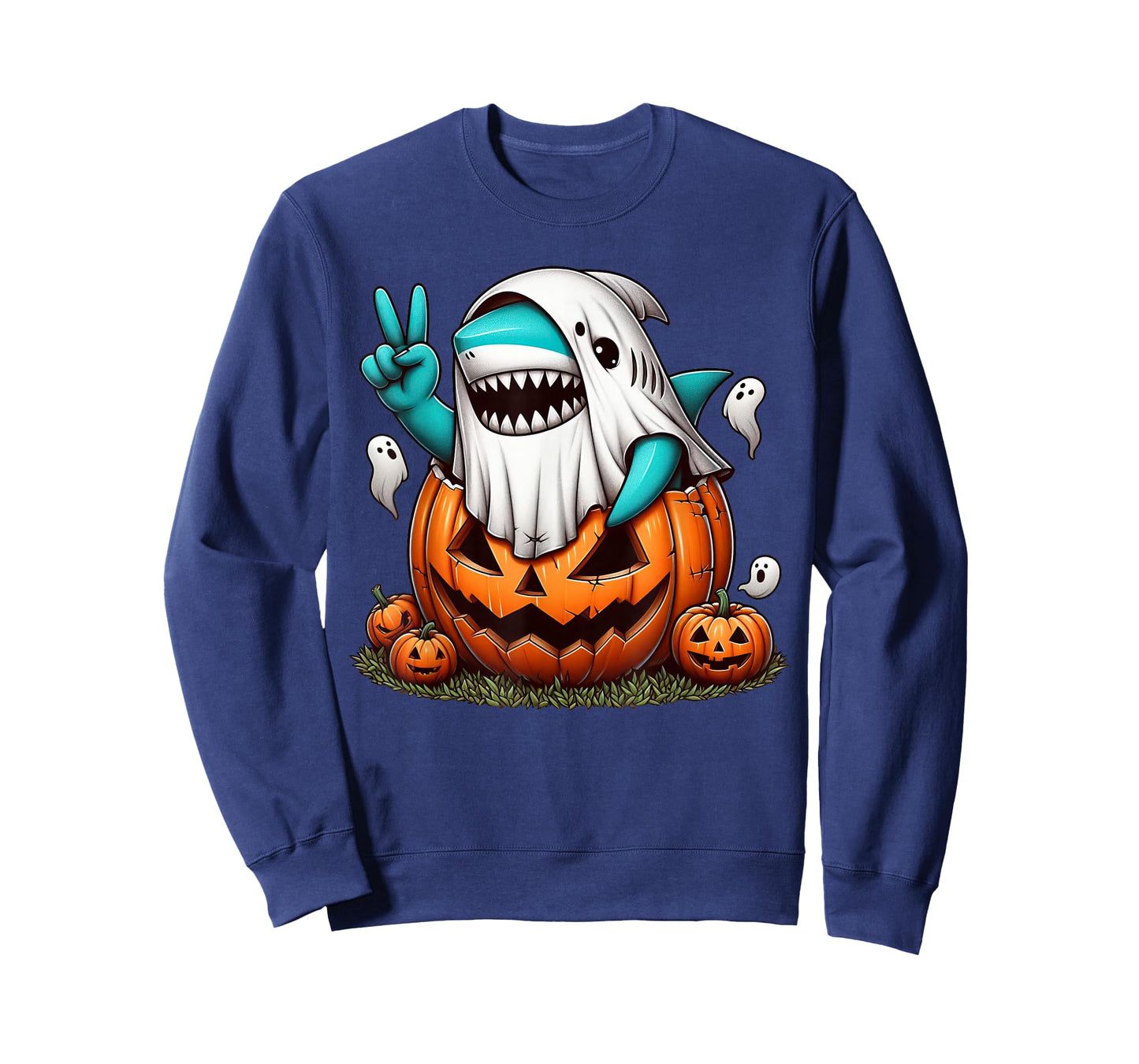 Funny Shark Boo Halloween Ghost Womens Mens Kids T-Shirt