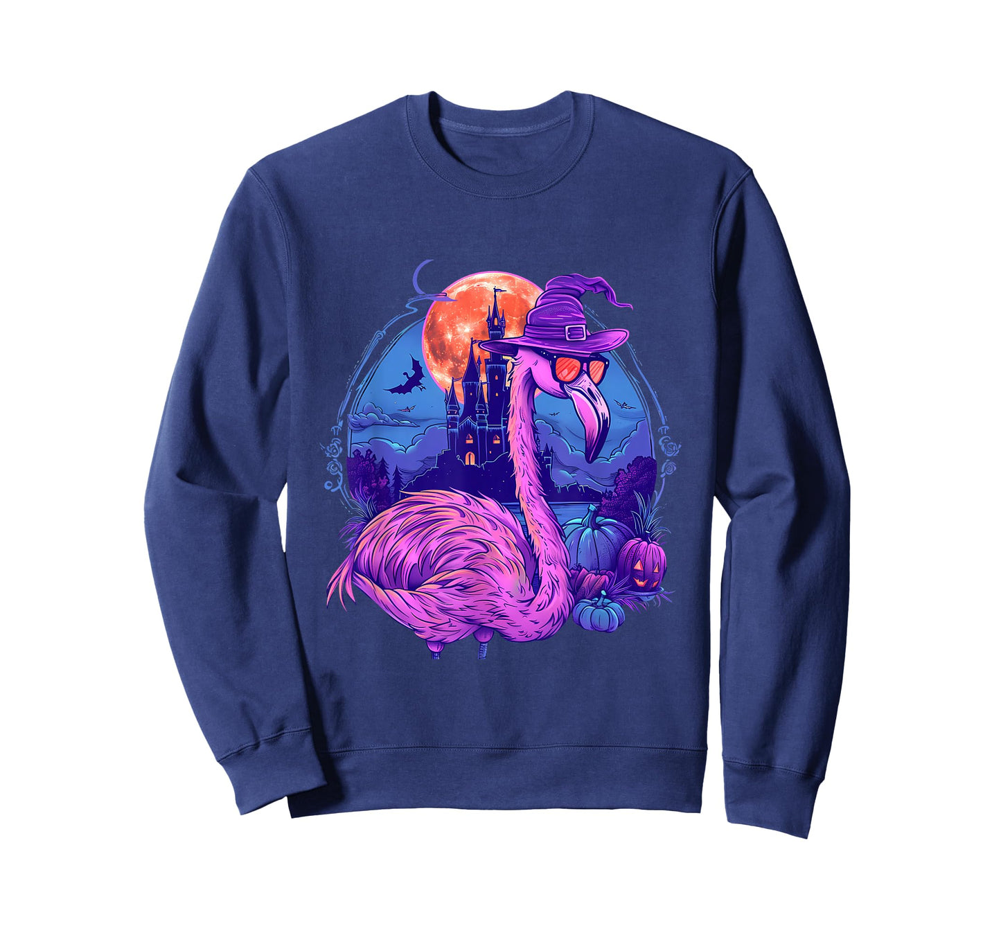 Halloween Flamingo Pumpkin Trick Or Treat Haunted Castle T-Shirt