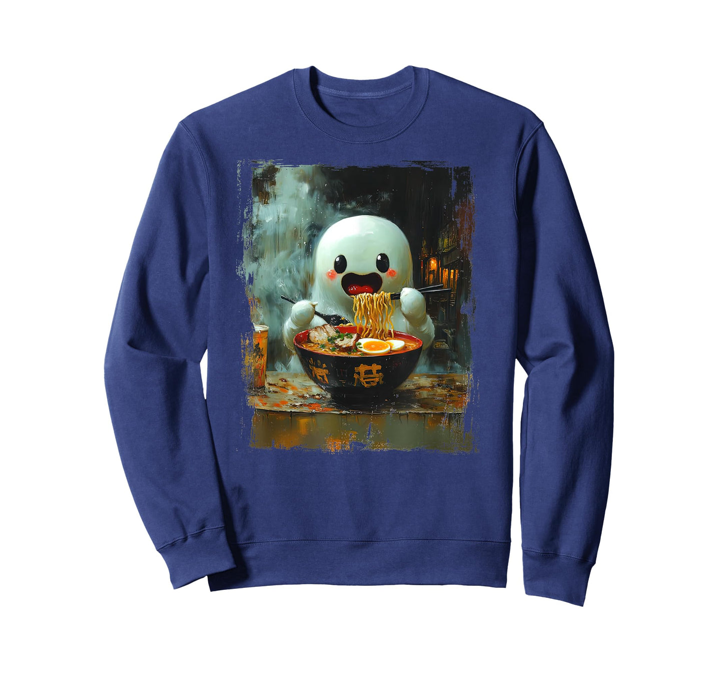 Spooky Cute Ghost Eating Ramen Halloween Japanese Noodles T-Shirt