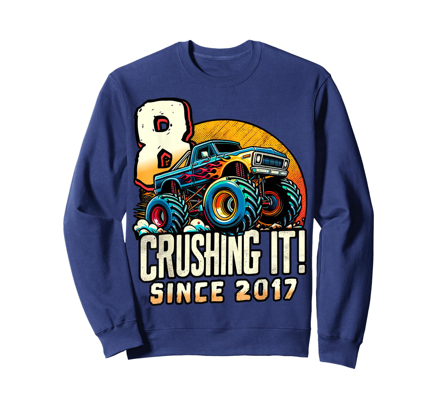 Birthday Monster Truck 8 year Old Boys 8th Party Born 2017 T-Shirt