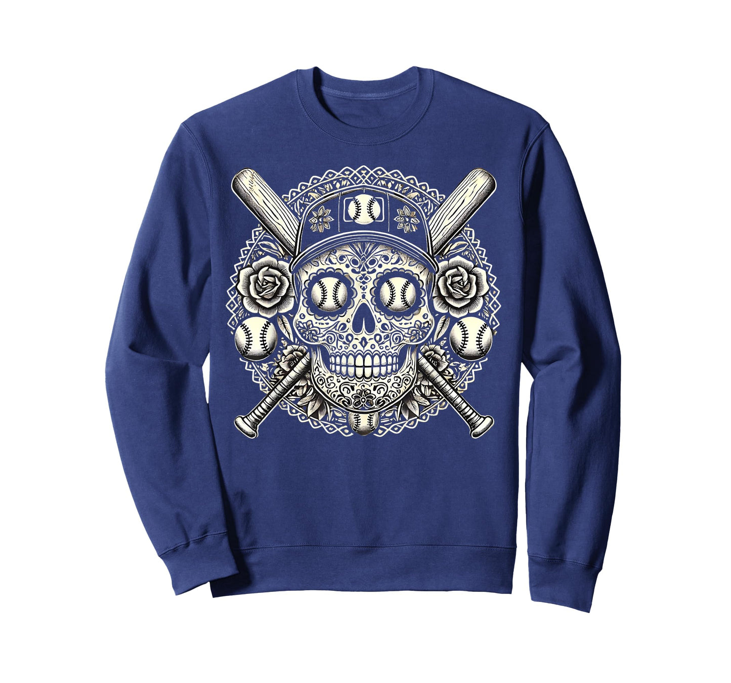 Cool Latino Mexican Sugar Skull Baseball Halloween Baseball T-Shirt