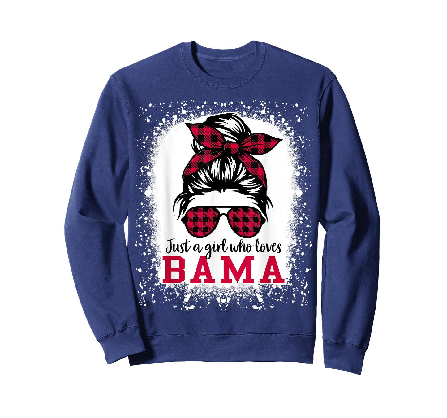 BAMA ALABAMA Women Girls Messy Bun Hair, Alabama State Pride T-Shirt