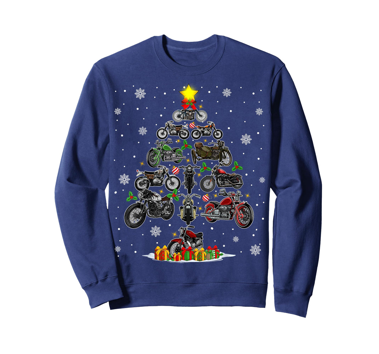 Funny Motorbikes Ornament Christmas Tree Lights Xmas PJS Men T-Shirt