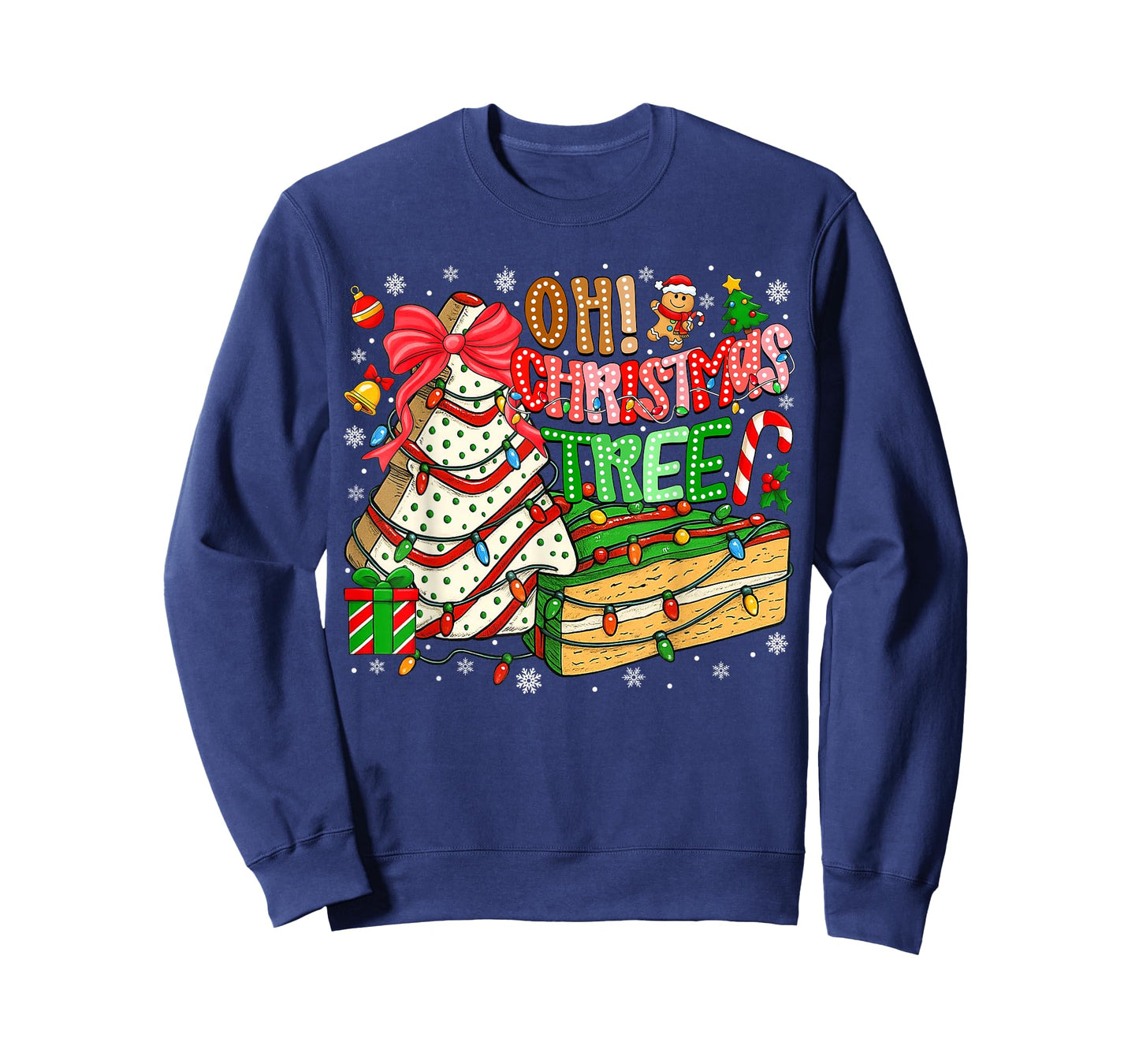 Groovy Oh Christmas Tree Cakes Cookies Xmas Cake Lover Women T-Shirt
