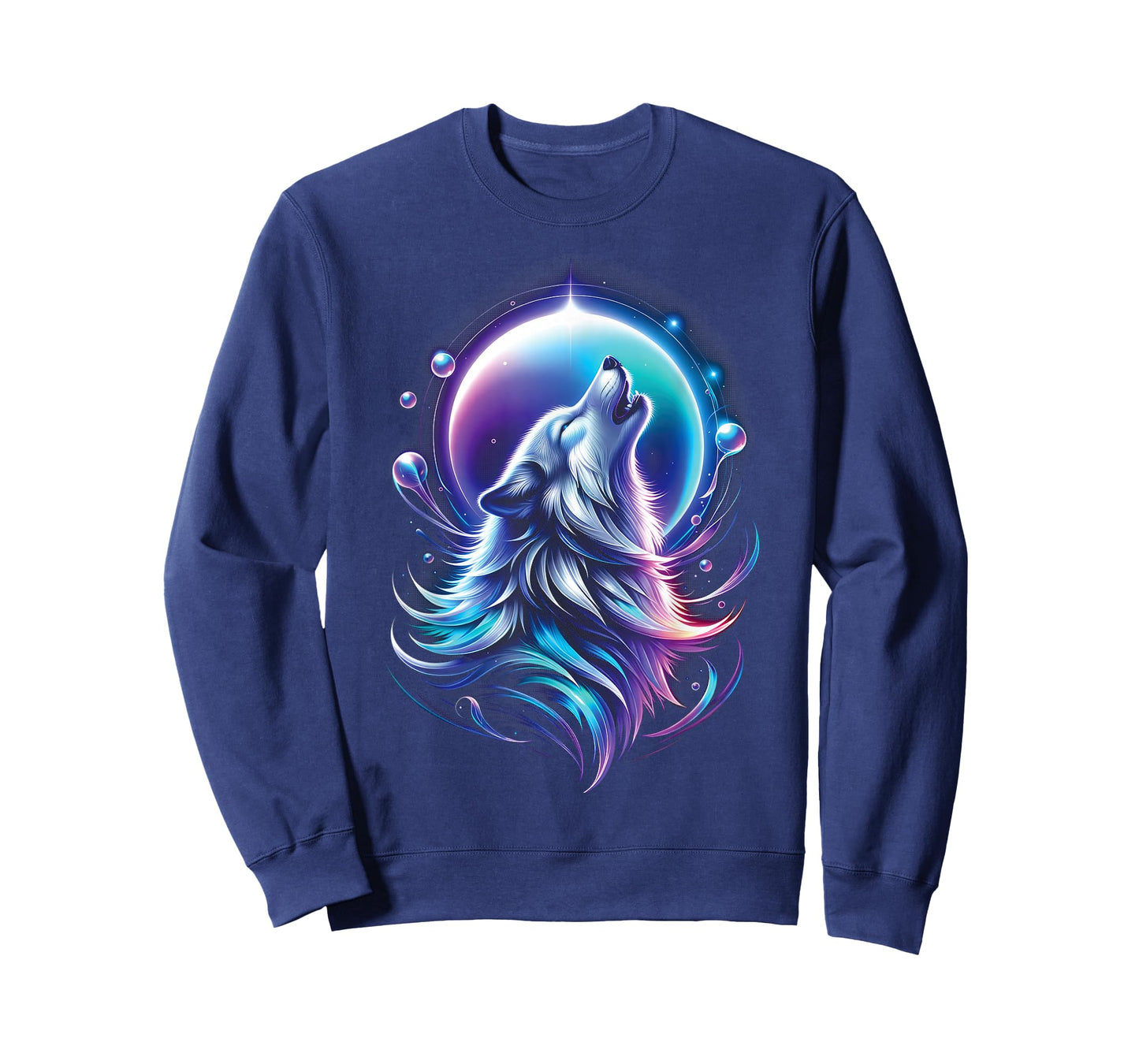 Wolf Forest Moon Vintage Cosmic Howling Wolf Lover Graphic T-Shirt