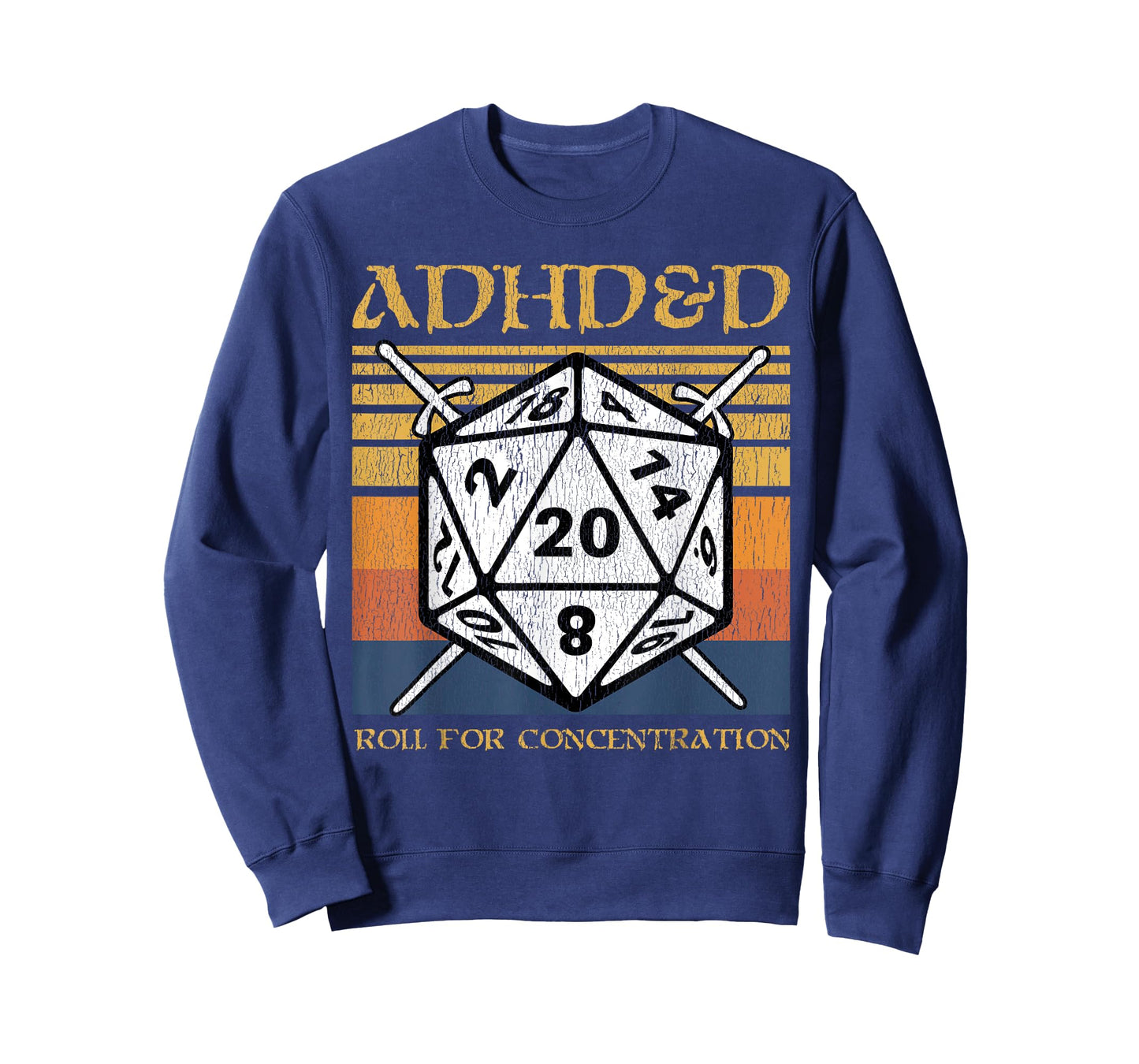 ADHD&D Roll For Concentration Retro Funny Table Top Gamer T-Shirt