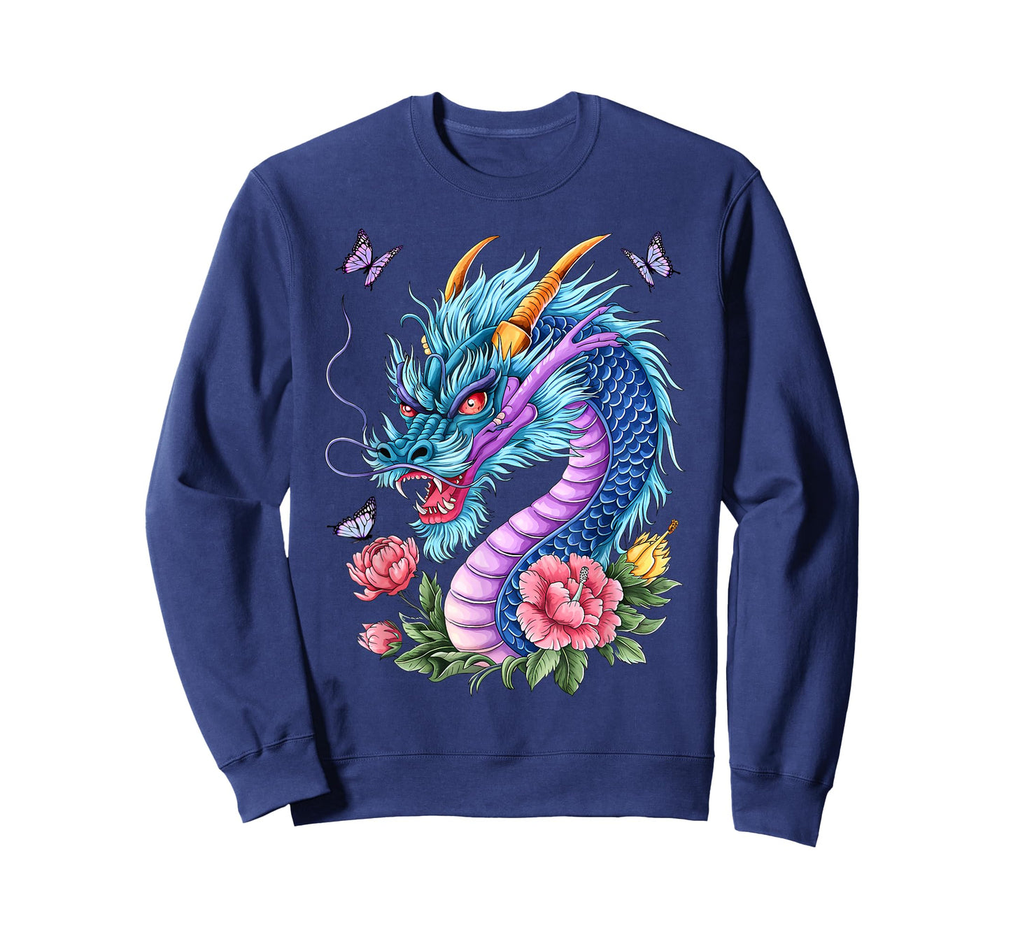 Watercolor Dragon Flowers Beautiful Art Colorful Graphic T-Shirt