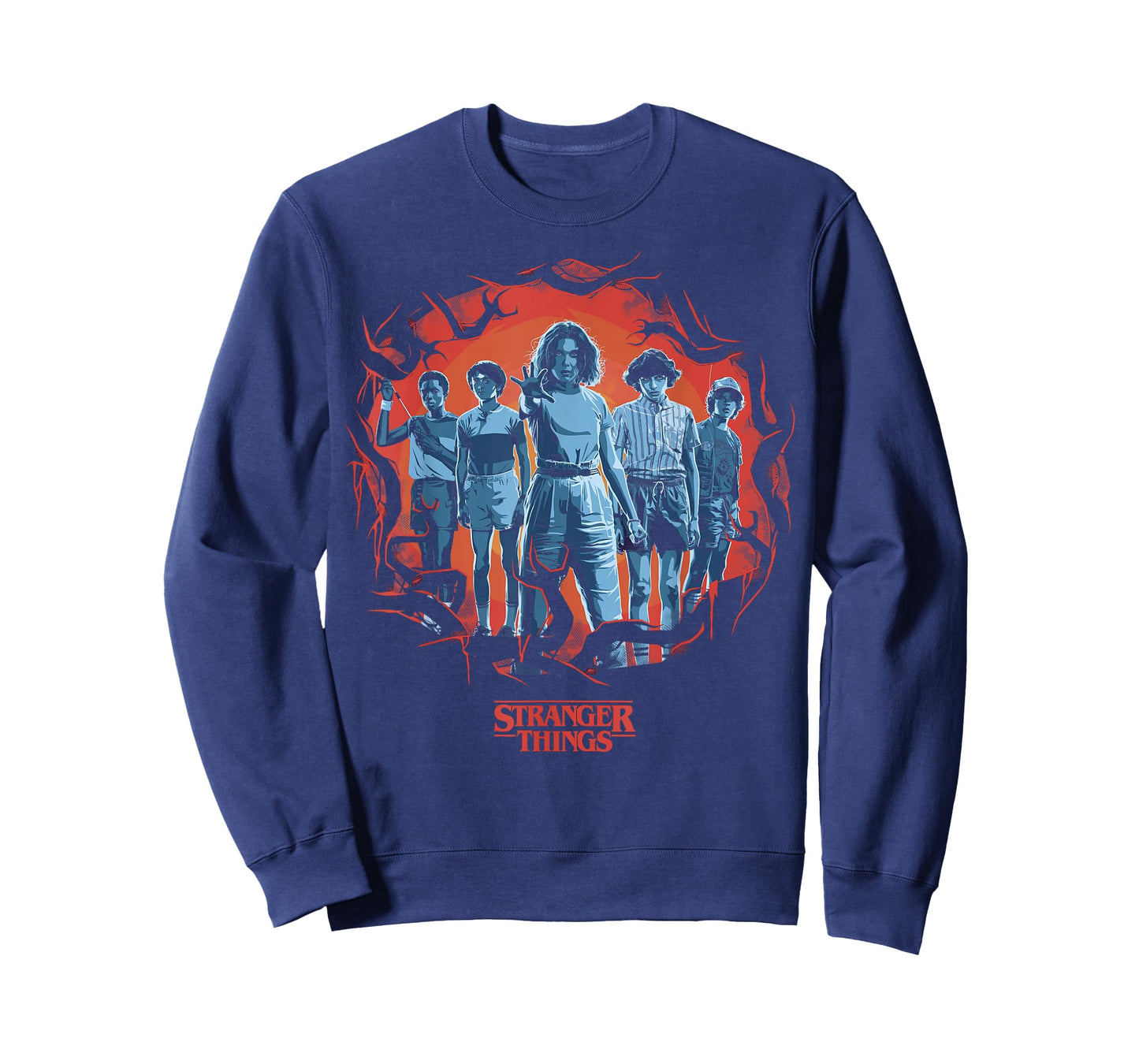 Stranger Things Group Shot Demogorgon Framed Short Sleeve T-Shirt