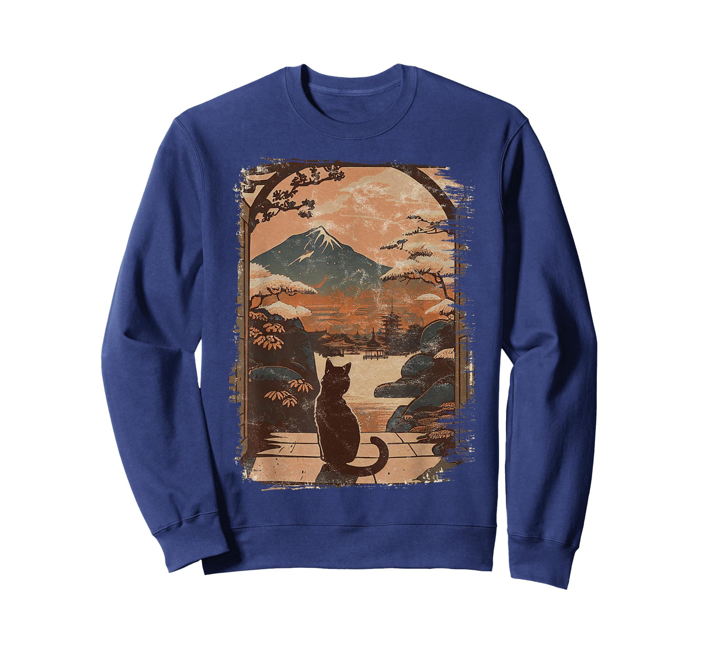 Japanese Cat with Landscape and Mountain T-Shirt