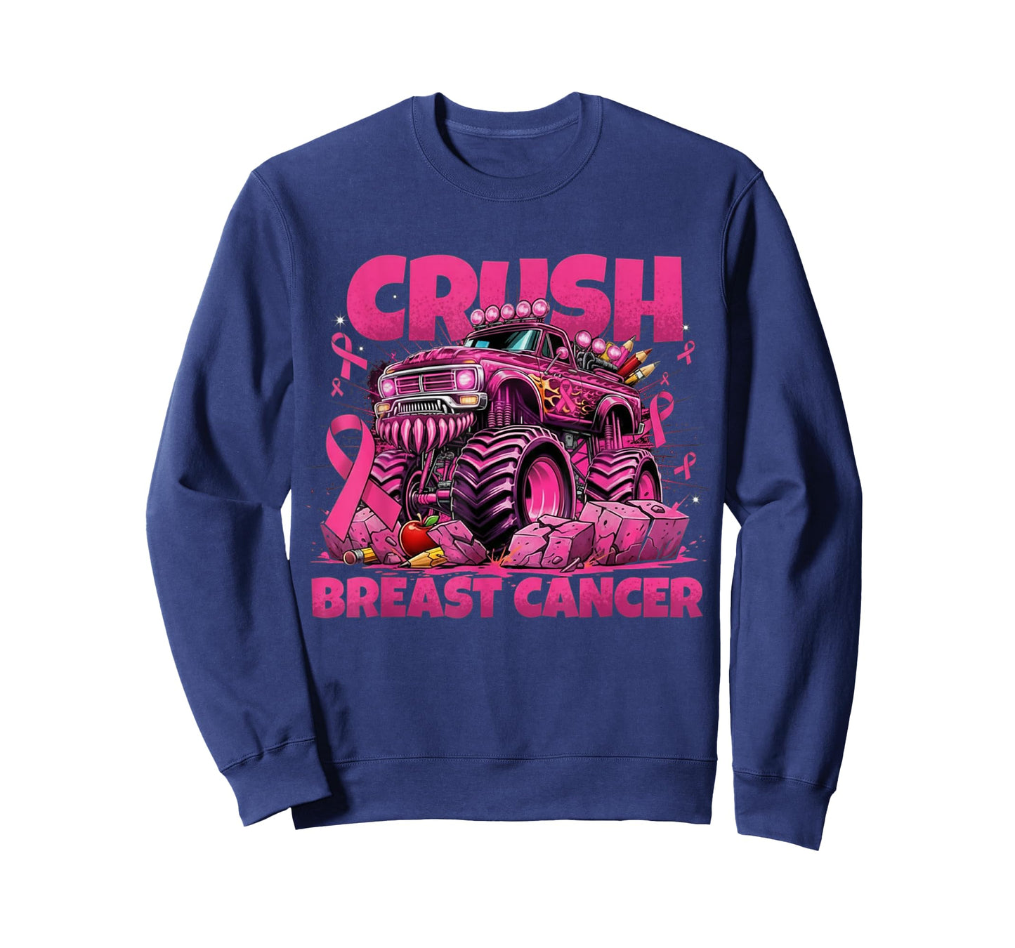Crush Breast Cancer Awareness Monster Truck Pink Ribbon T-Shirt