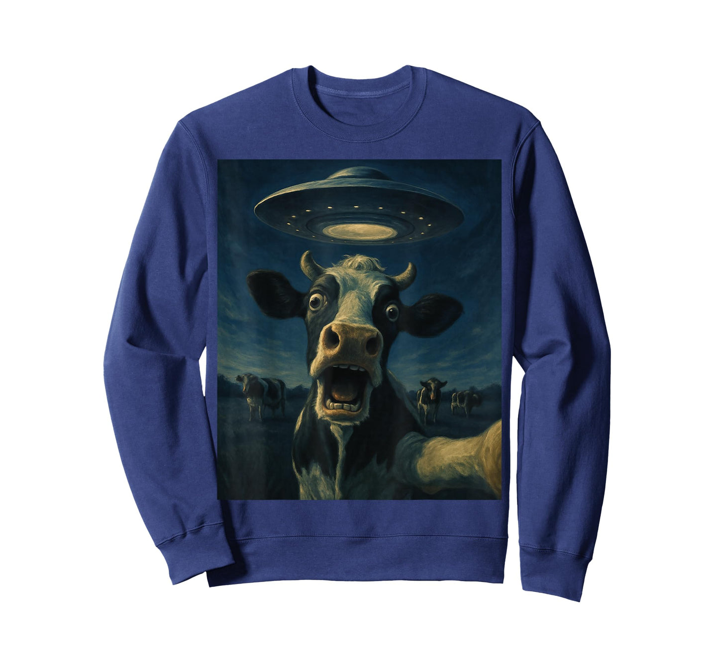 Funny Cow Selfie With Alien UFO Funny Cow For Men Women Kid T-Shirt
