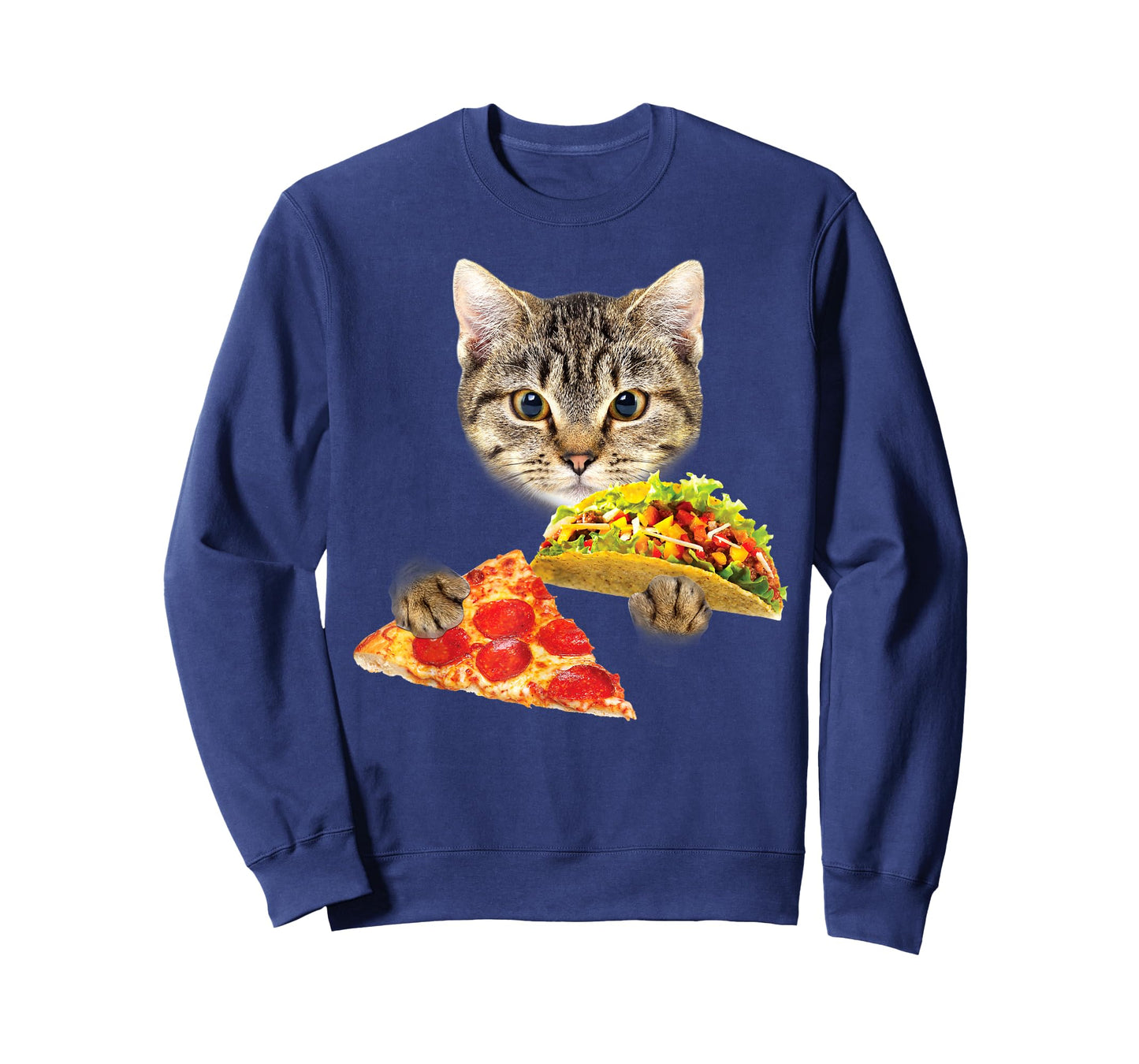 Cat Eating Taco and Pizza Shirt, Funny Kitty by Zany Brainy T-Shirt for Men Women Kids
