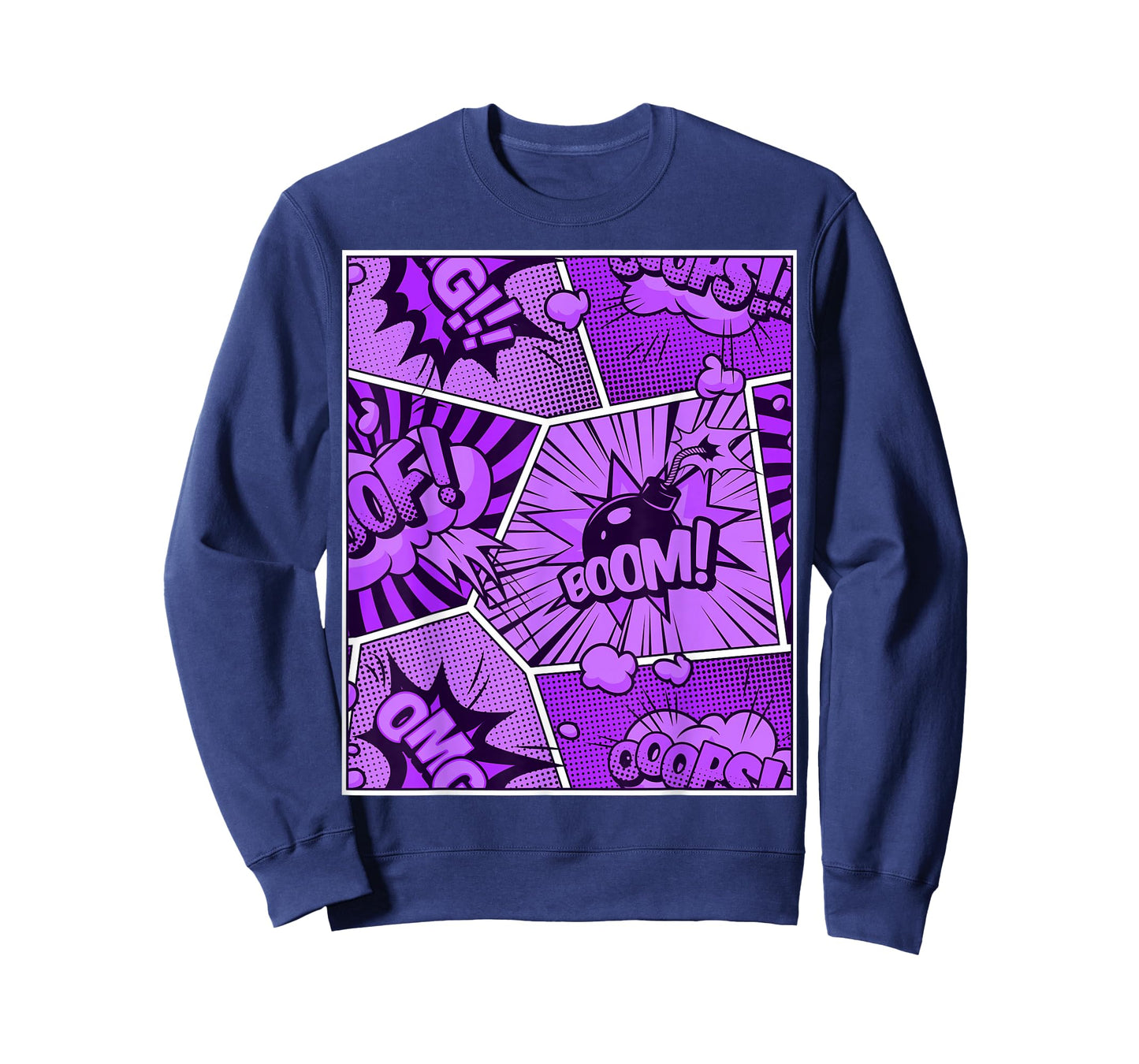 Purple Comic Book Purple Color Graphic T-Shirt