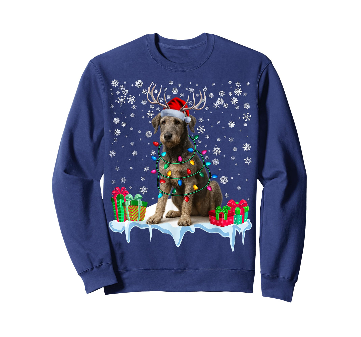 Irish Wolfhound Christmas Santa Hat Reindeer Pajama Dog Xmas T-Shirt
