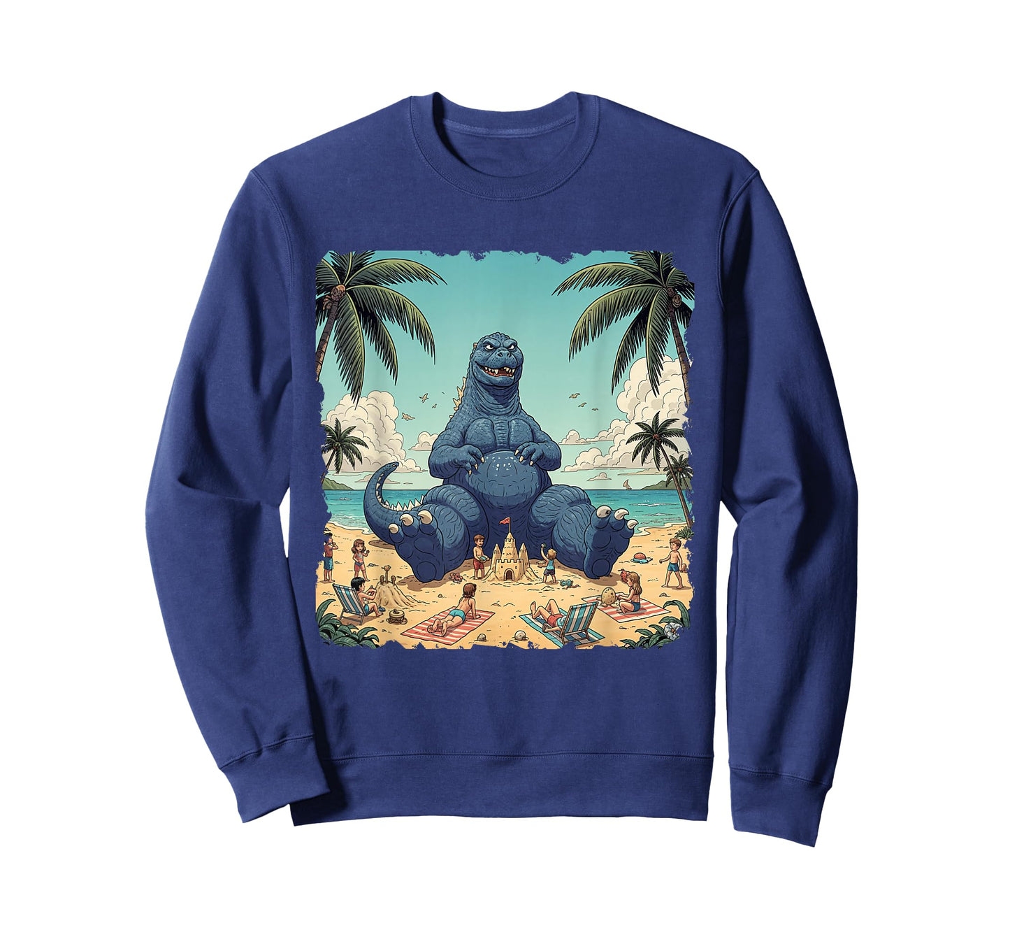 Kaiju On The Beach Suntanning Vacation Funny Summer vacation T-Shirt