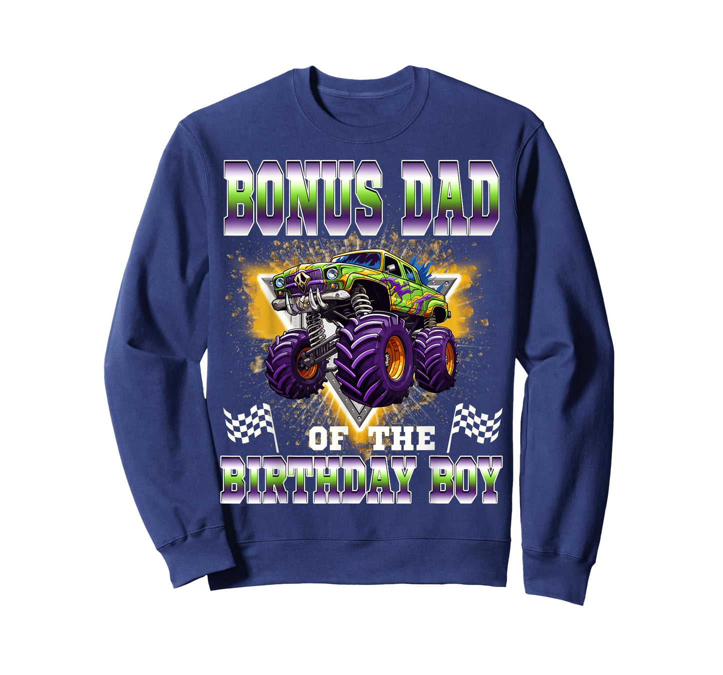 Bonus Dad of The Birthday Boy Monster Truck Birthday Family T-Shirt