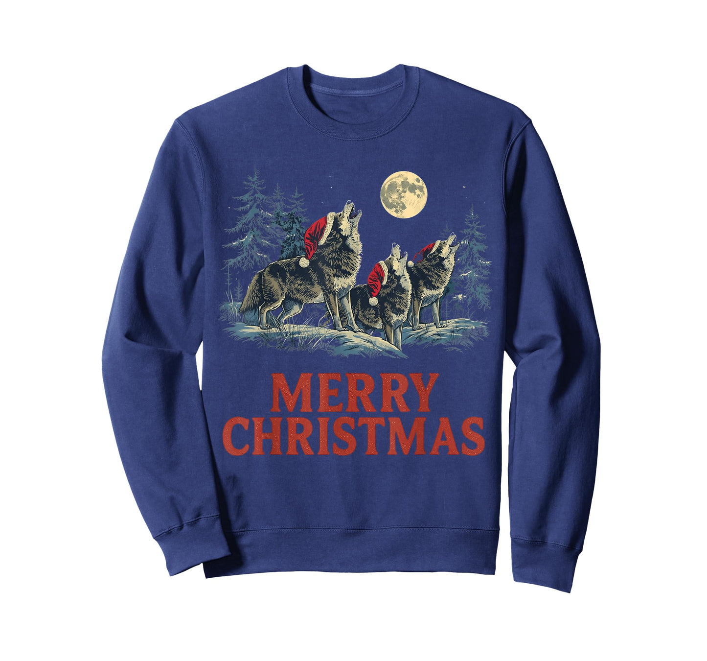 Howling Wolves Merry Christmas Holiday Design T-Shirt