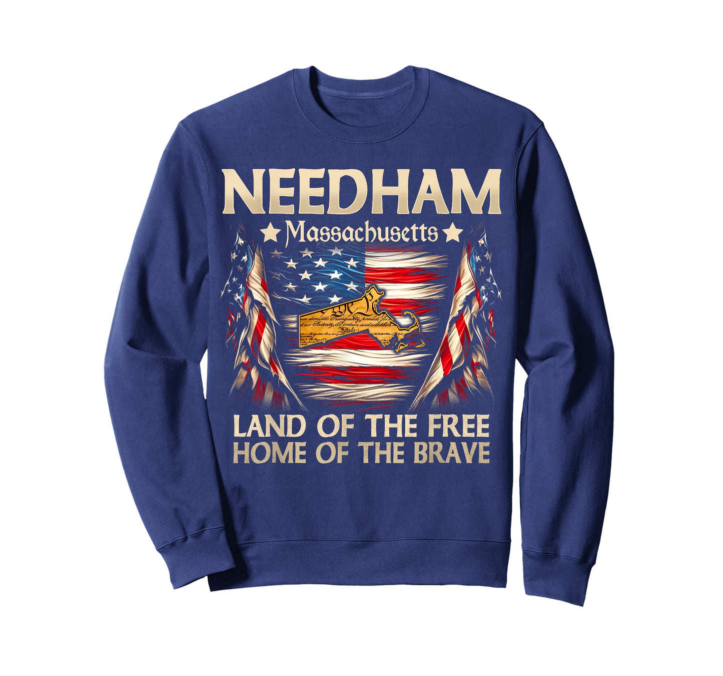 Needham Massachusetts USA Flag 4th Of July T-Shirt for Women Kids Men