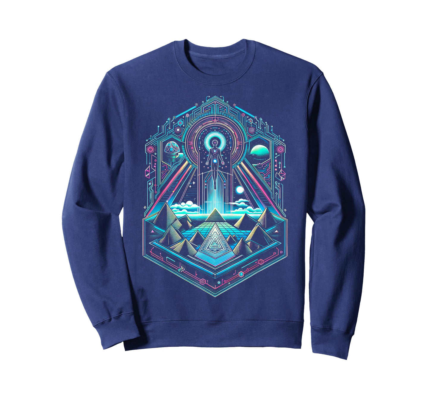 Geometric Sacred Pyramids and Alien Landscape T-Shirt
