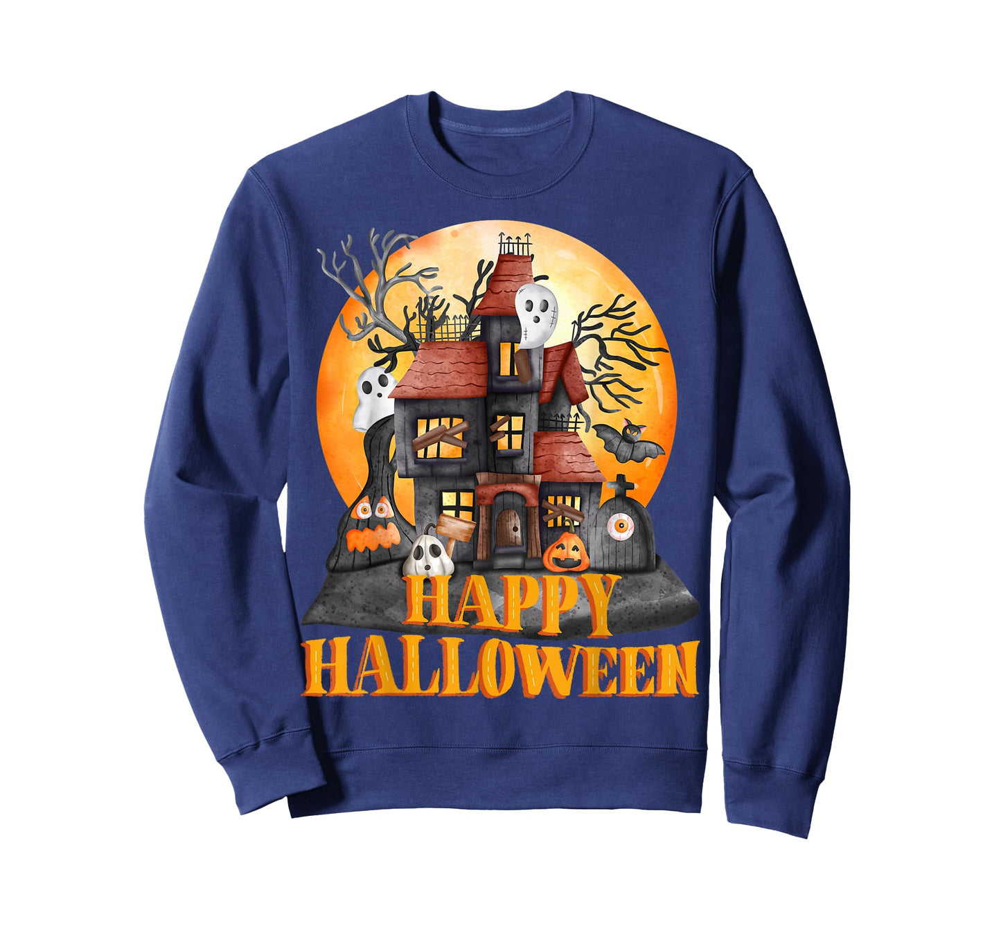 Fall season happy Halloween haunted houses spiders bats T-Shirt
