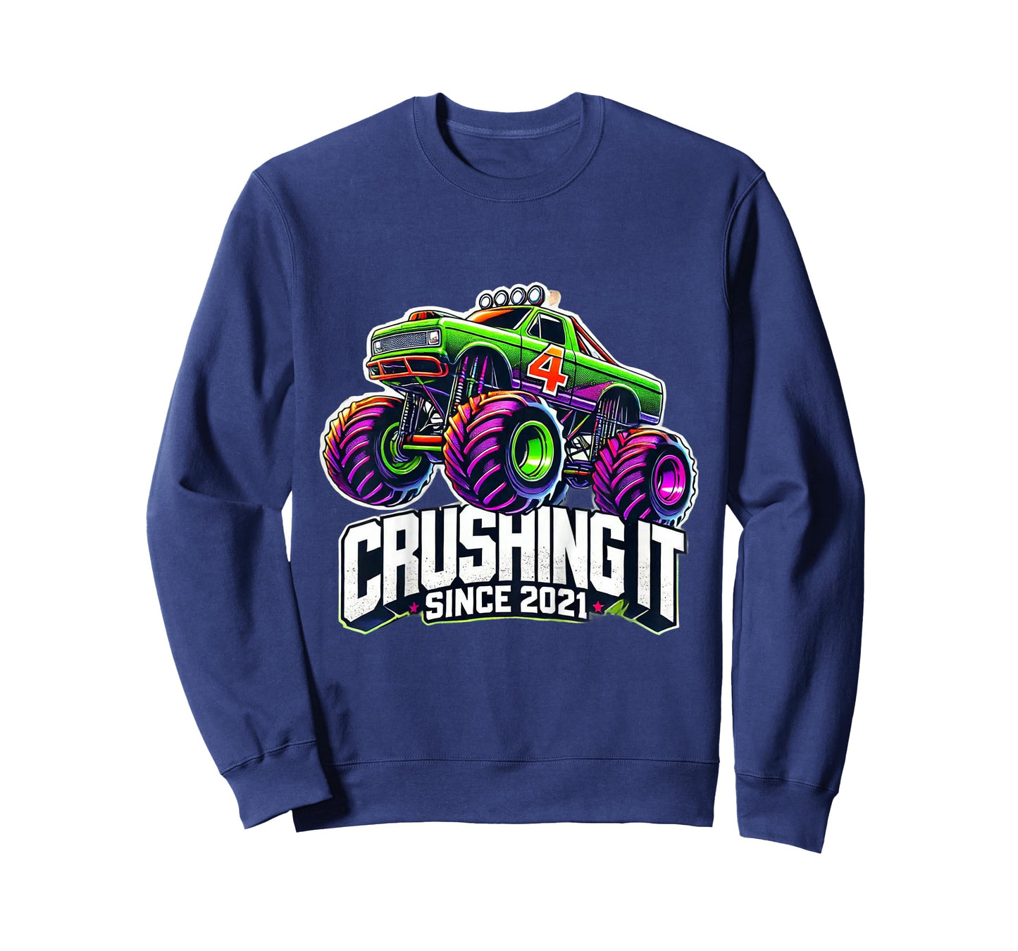 Kids Crushing It Since 2021 Colorful Monster Truck 4 years old T-Shirt