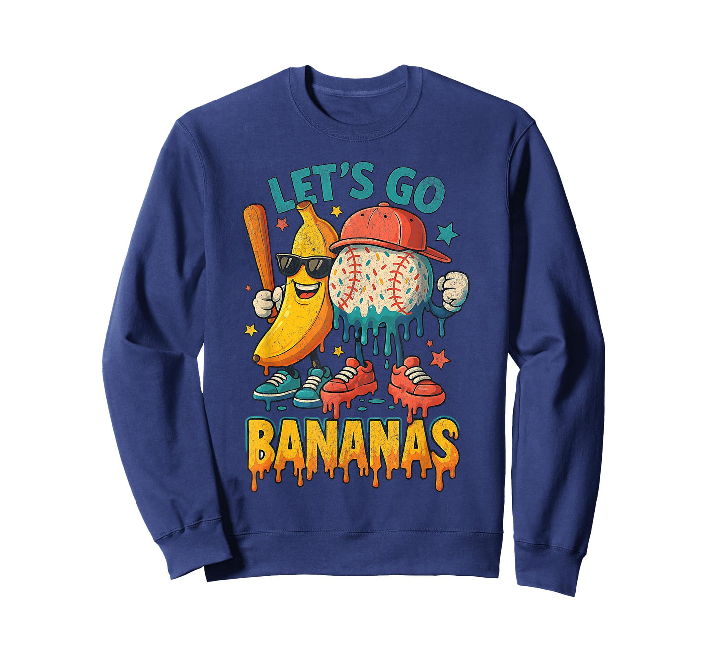Baseball Banana Funny Sports Drip Art for Kids T-Shirt